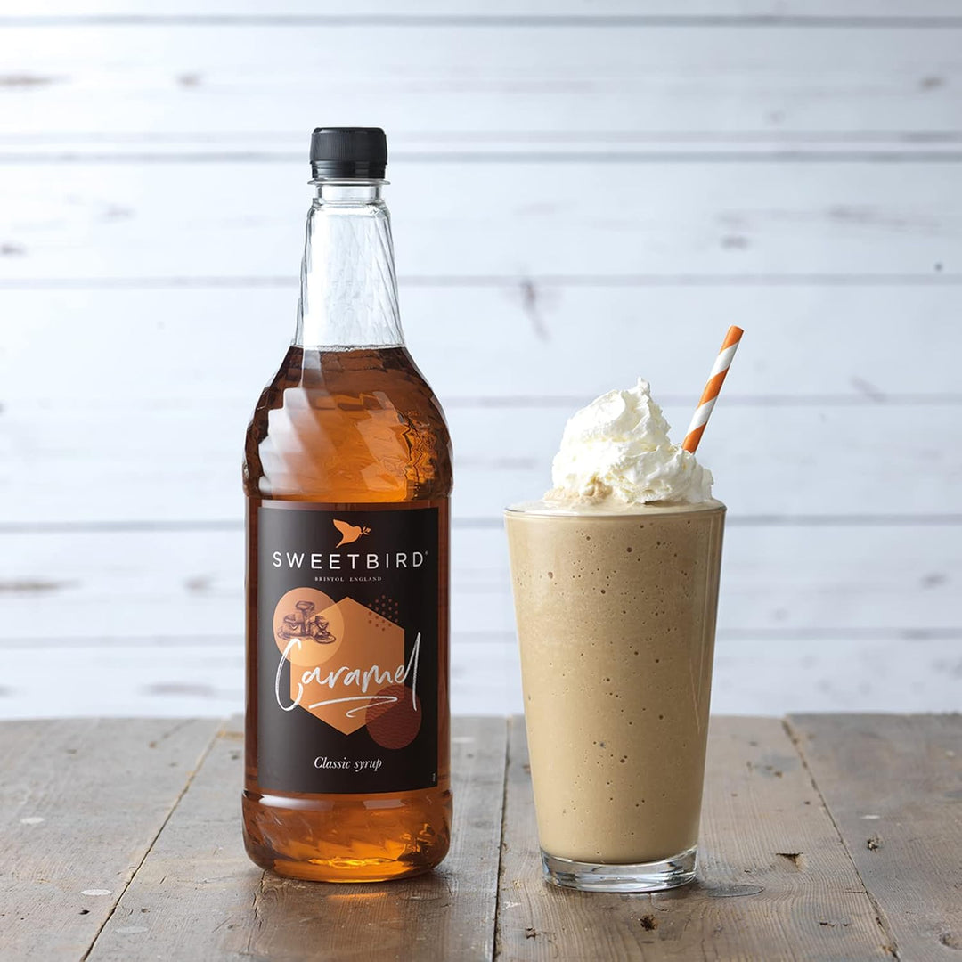 Sweetbird Caramel Syrup | 1 Litre | Beverage Syrup for Coffee, Lattes & Frappés