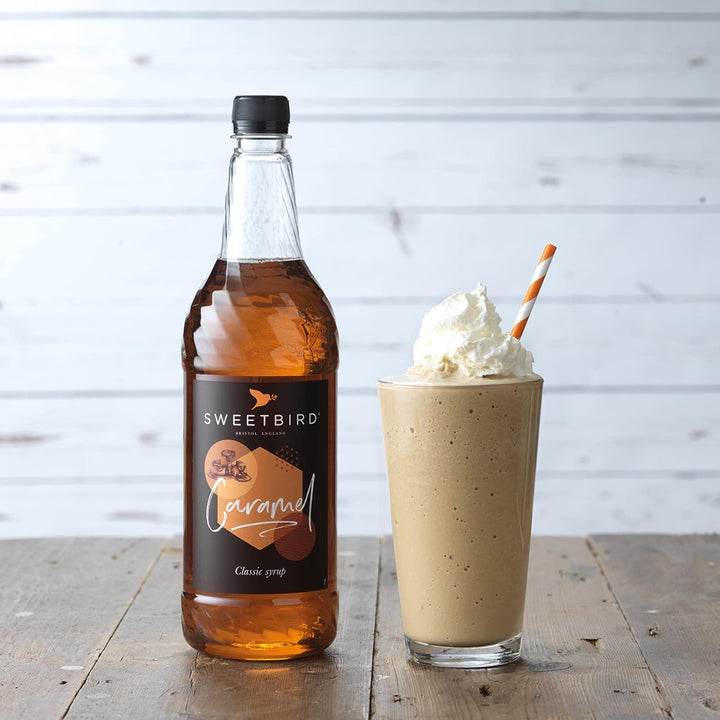 Sweetbird Caramel Syrup | 1 Litre | Beverage Syrup for Coffee, Lattes & Frappés
