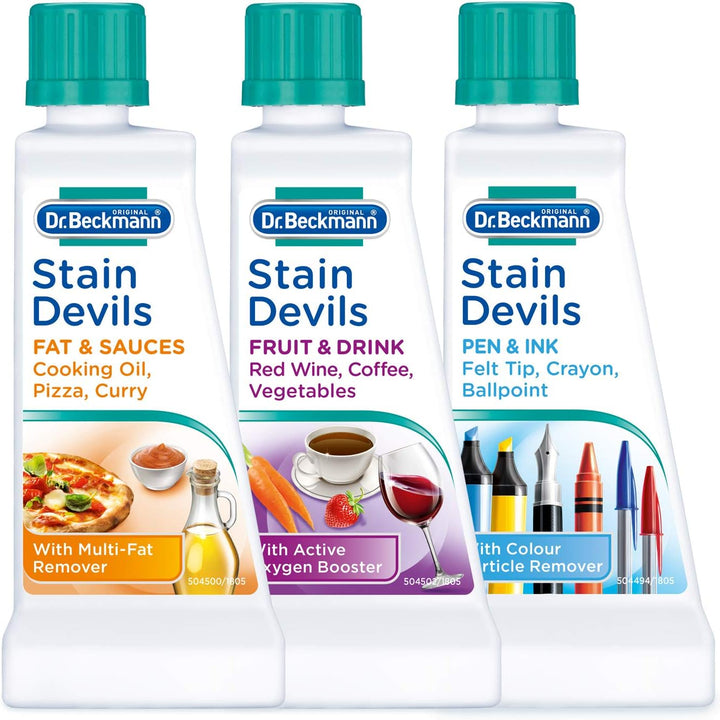 Dr. Beckmann Stain Devils Survival Kit (2 x 50ml, 1 x 50g) - Stain Remover for Washable Fabrics