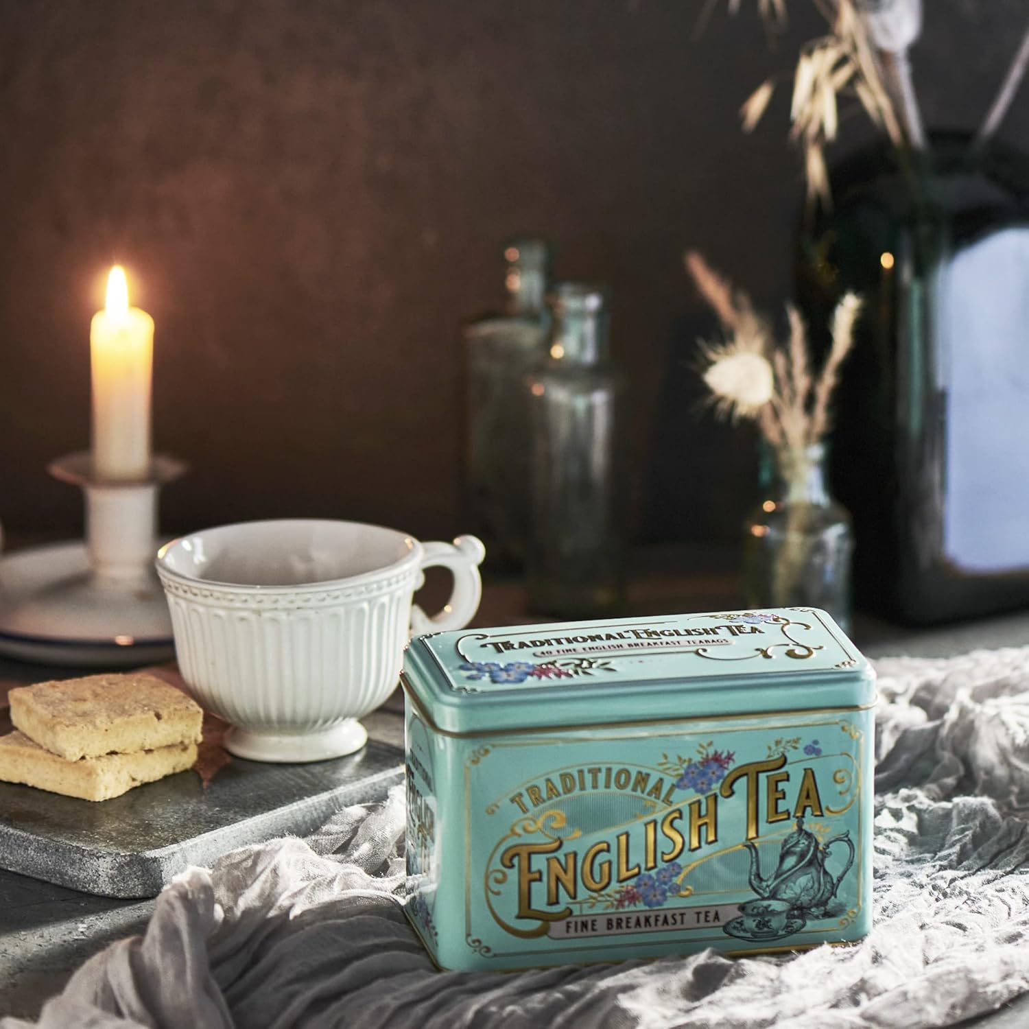 New English Teas - Vintage Victorian Tea Caddy with 40 English Breakfast Tea Bags 3