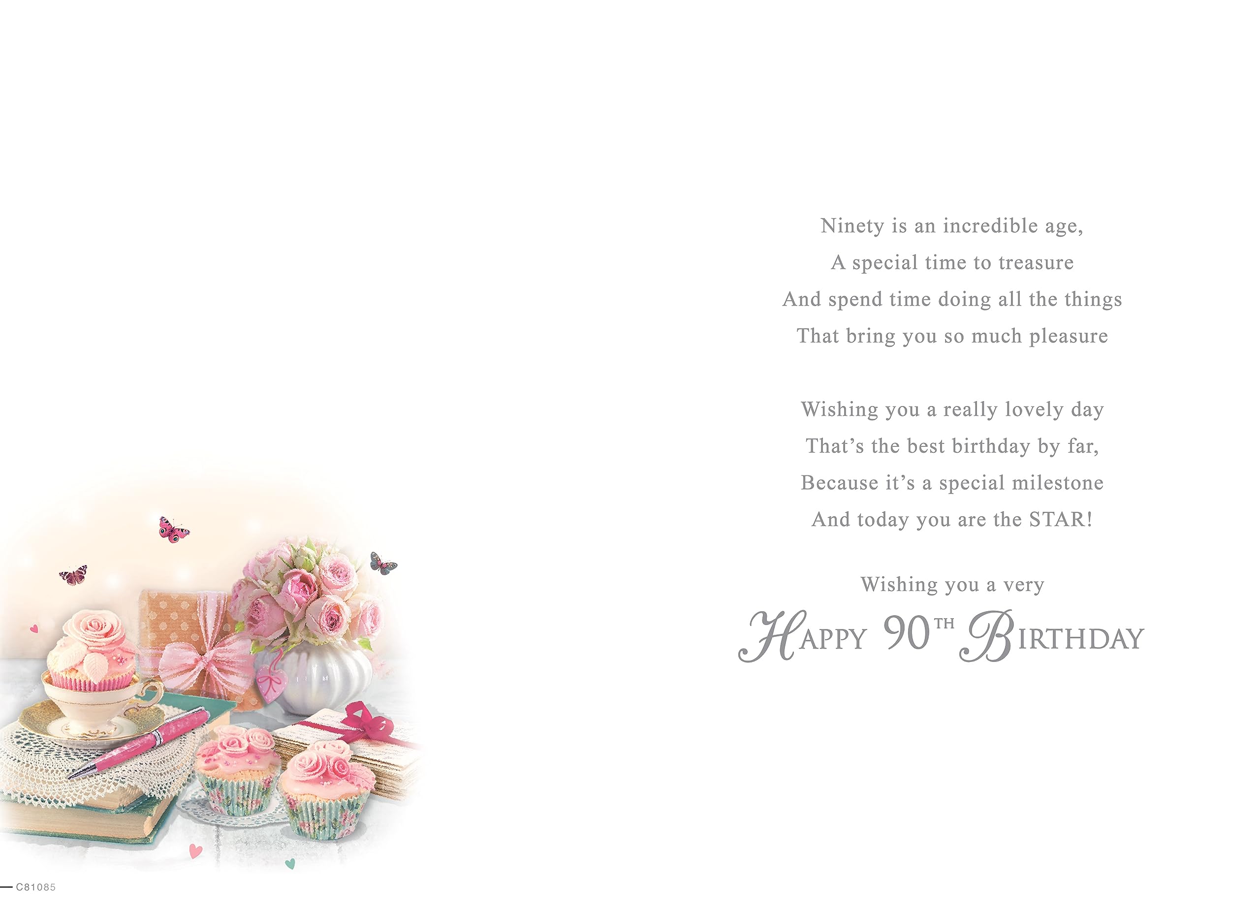 Piccadilly Greetings Age 90 Female Birthday Card - 9 x 6 Inch | Multicolor 2