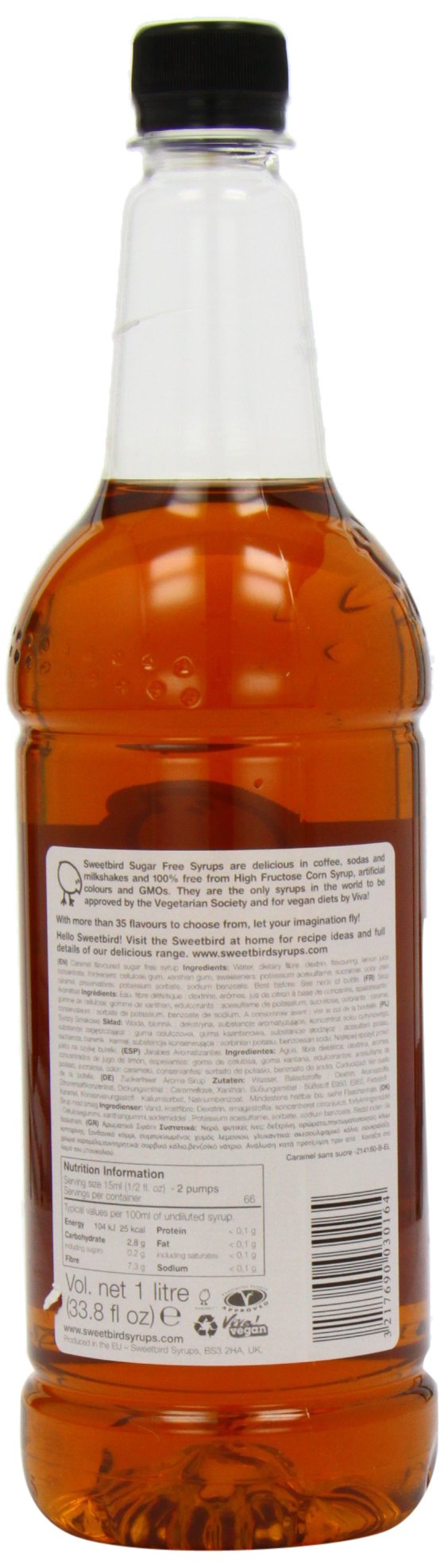Sweetbird Sugar Free Caramel Syrup - 1 Litre Bottle | Vegan Friendly | Made in UK 2