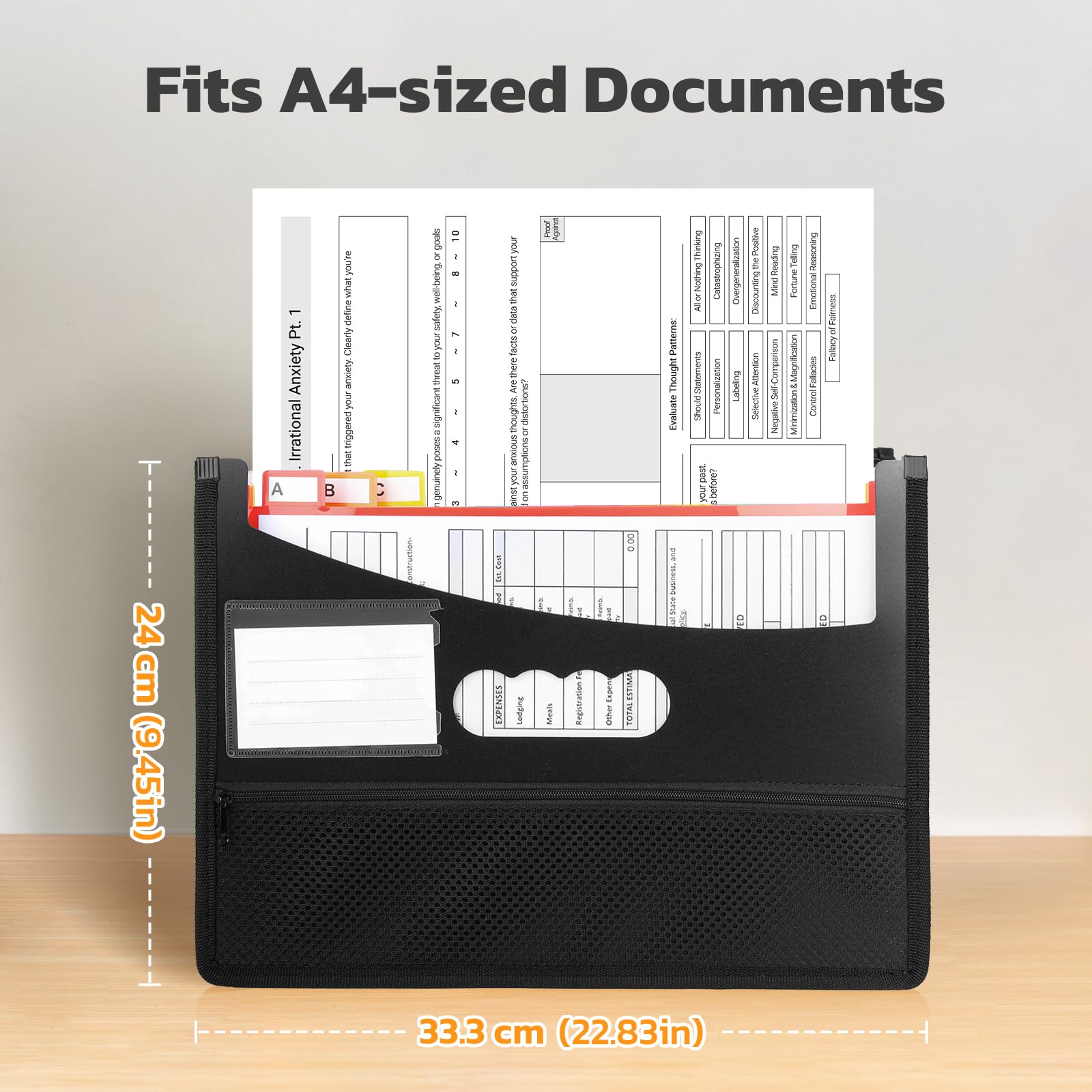 Euqvunn Expanding File Folder - 25-Pocket Accordion Organizer | A4 Size | Black PP 4