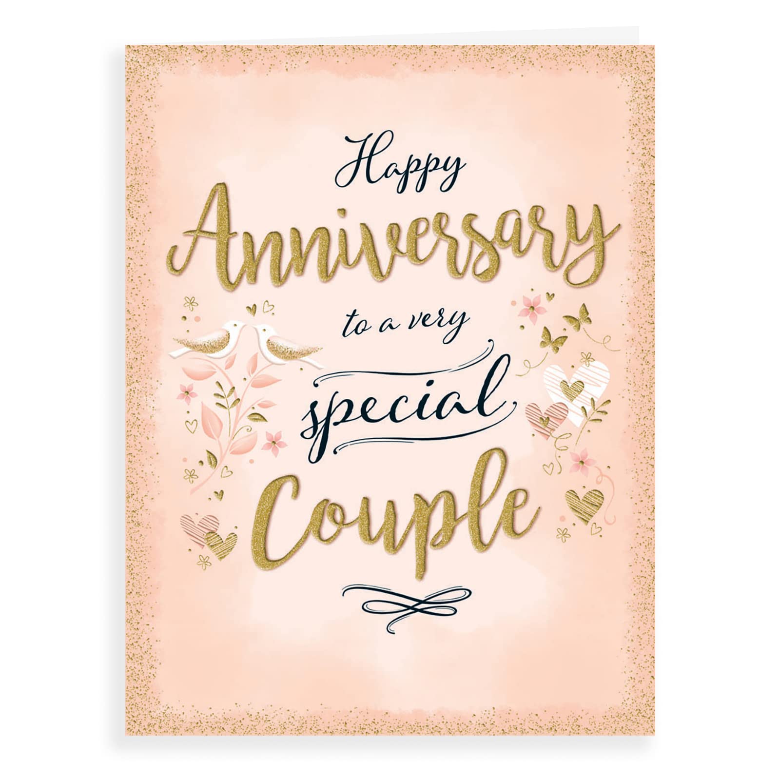 Piccadilly Greetings Modern Anniversary Card - Birds on Peach Design | 8 x 6 inches 1
