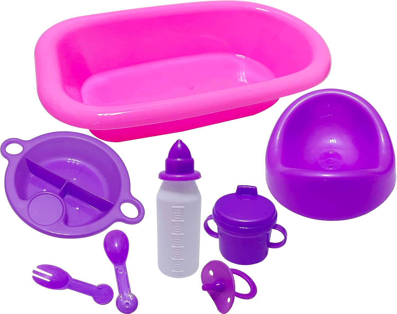 Ram® 8-Piece Kids Pretend Play Baby Doll Bath and Bottle Playset - Ages 3+ 2