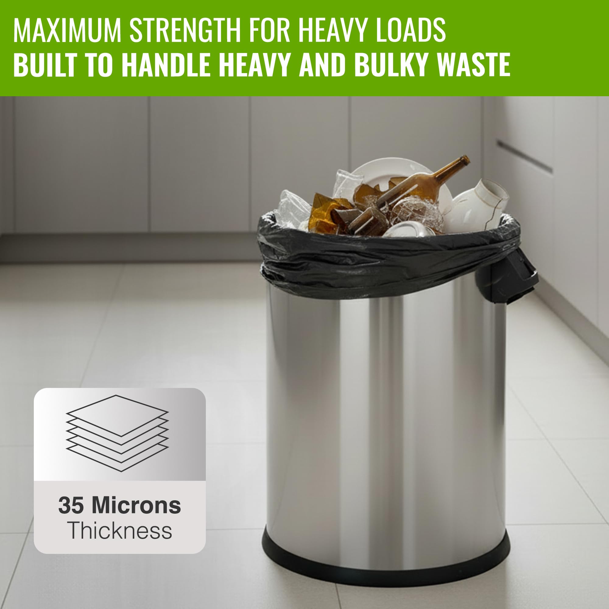 EcoBag Super Strong Heavy Duty Refuse Sacks - 50L Capacity, 50 Pack | Leak Resistant, Recyclable 3