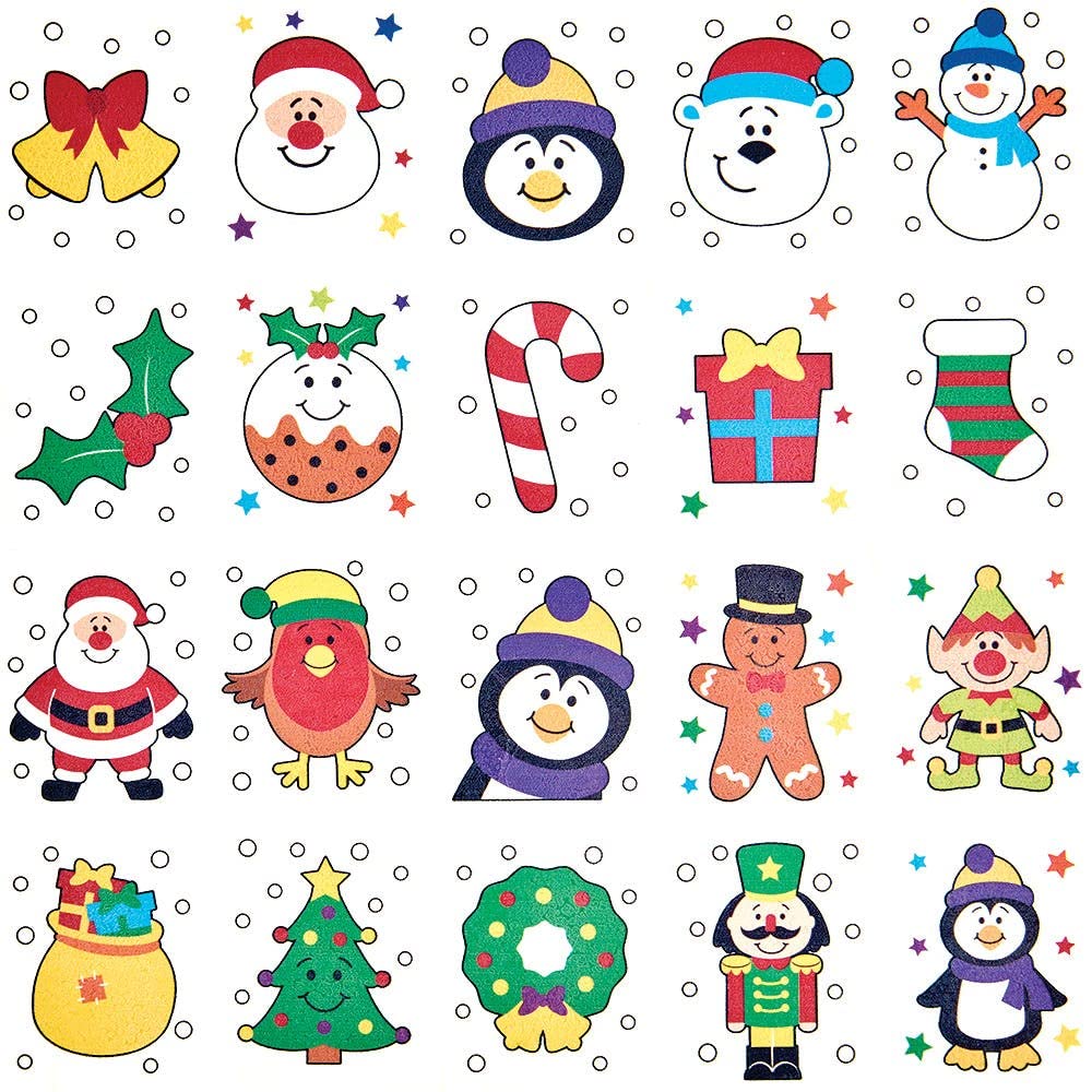 Baker Ross Christmas Chums Temporary Tattoos - Pack of 80 Assorted Festive Designs 1