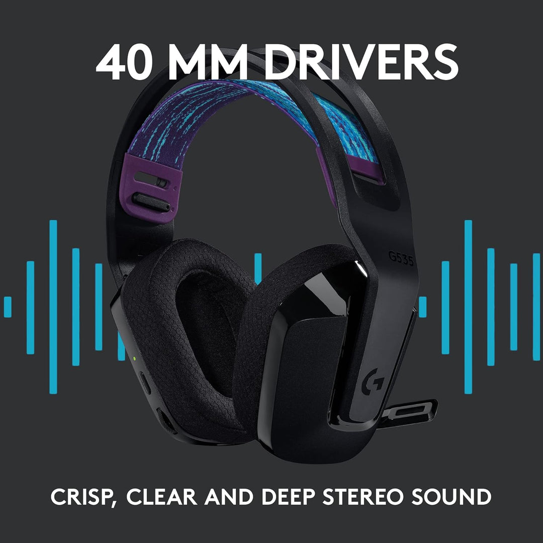 Logitech G G535 LIGHTSPEED Wireless Gaming Headset - 40mm Drivers, Lightweight 236g, USB Plug & Play for PC and PlayStation