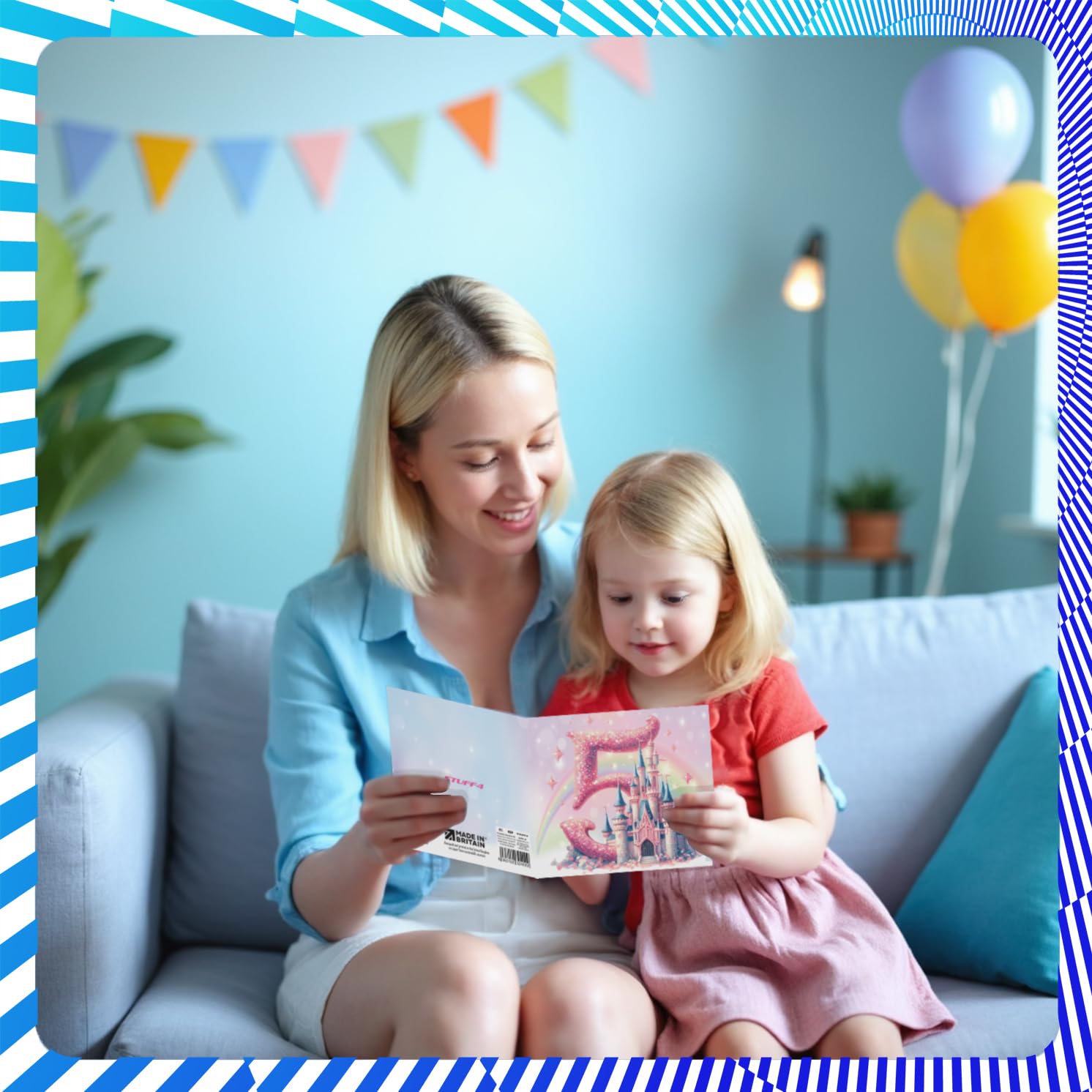 Stuff4 5th Birthday Card for Girls - Fairy Princess Castle Design | Blank Inside | UK Made 7