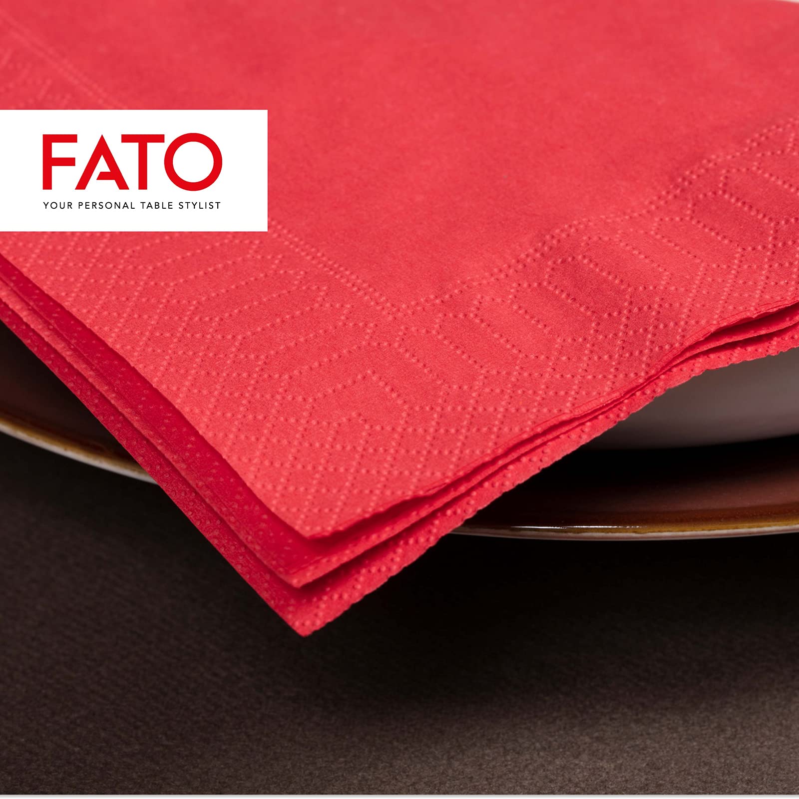 Fato Red 24x24 cm 2-Ply Disposable Paper Napkins, Pack of 100 for Aperitifs and Cocktails 5