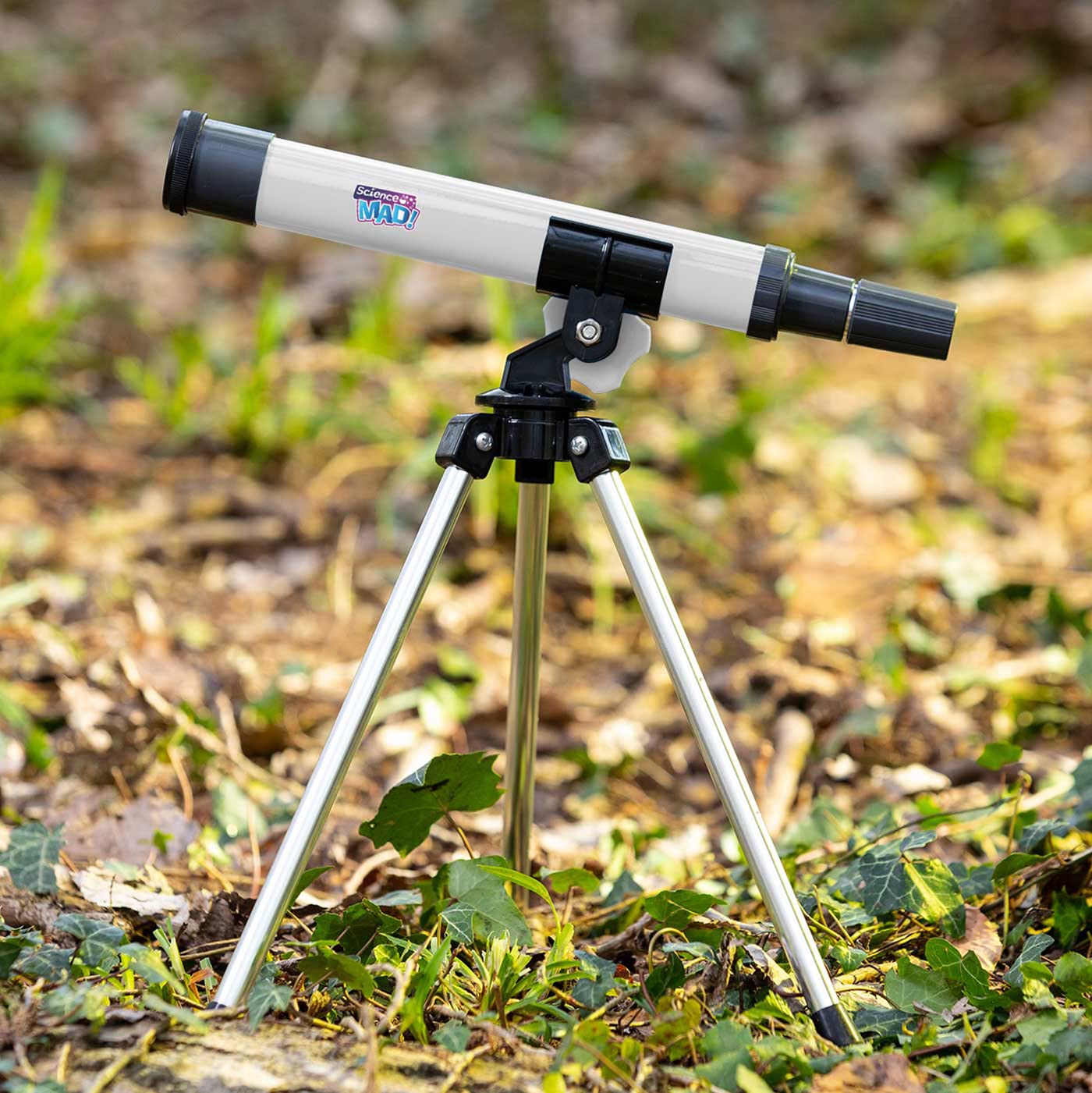 Science Mad 30mm Telescope for Kids - 15x Magnification Starter Scope with Tripod | Ages 6+ 7