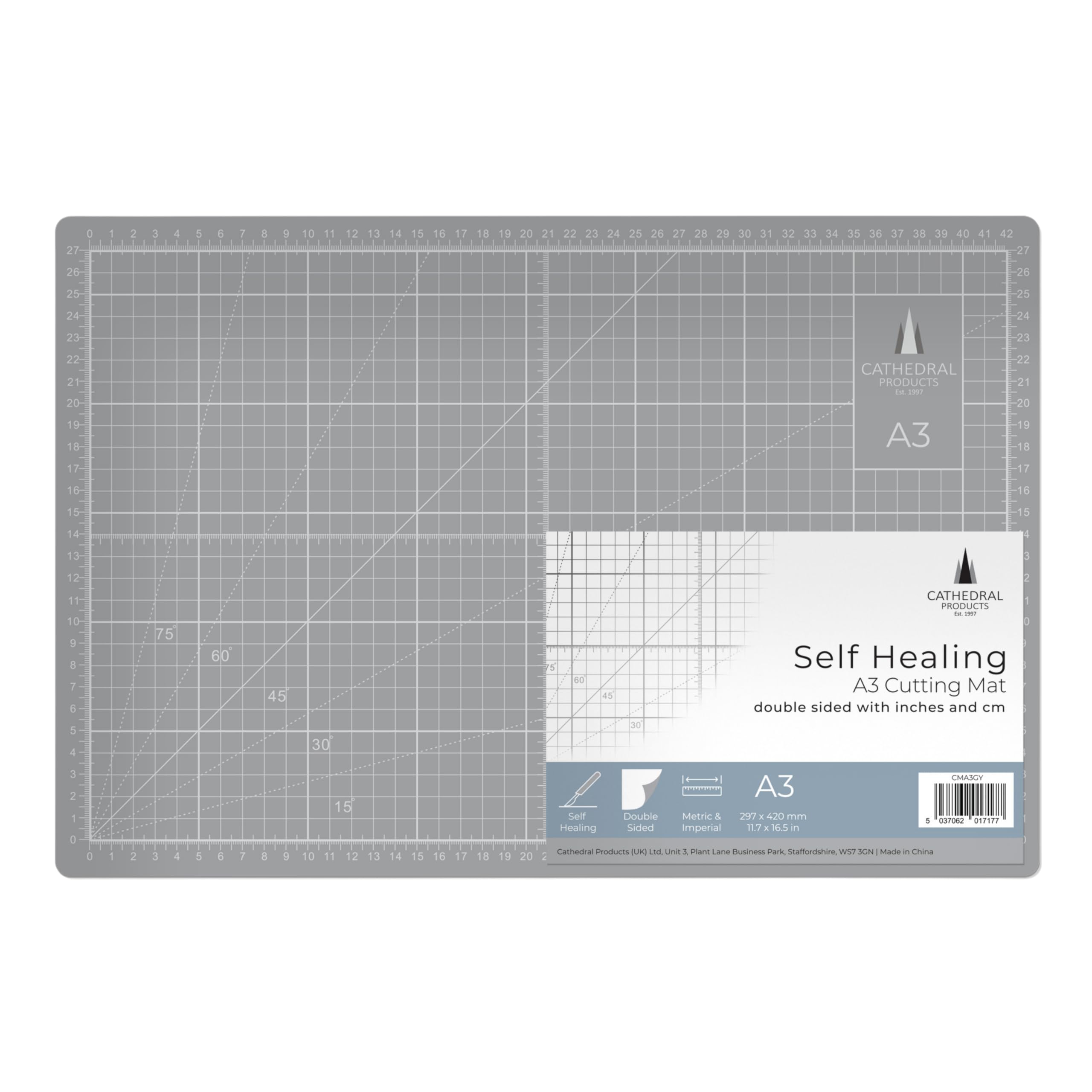 Cathedral Products A3 Double-Sided Self-Healing Cutting Mat | 3mm Thick | Grey 4