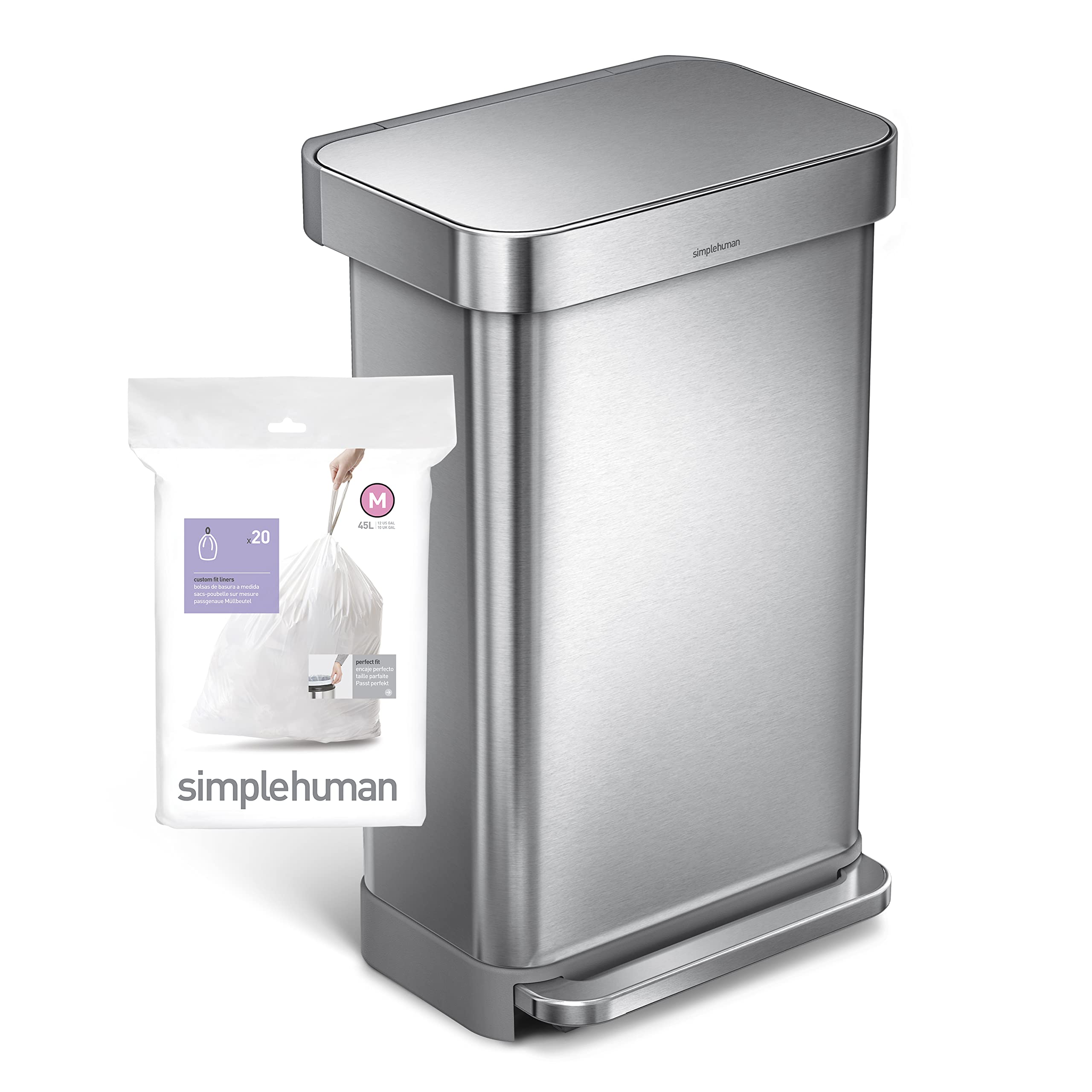simplehuman CW0173 Code M Custom Fit Bin Liners - 45L Capacity, White Plastic, 20 Count 5