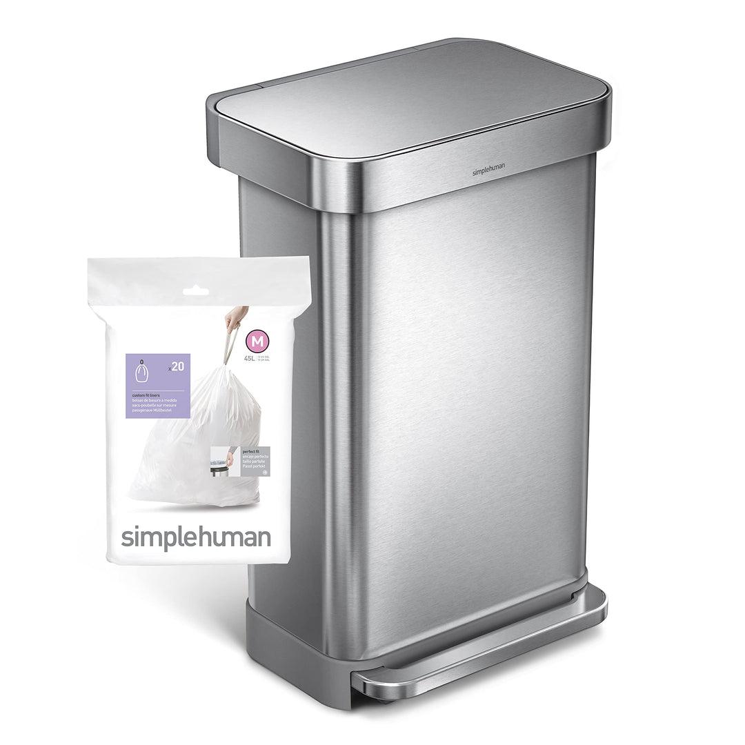 simplehuman CW0261 Code M Custom Fit Bin Liner Bulk Pack, White