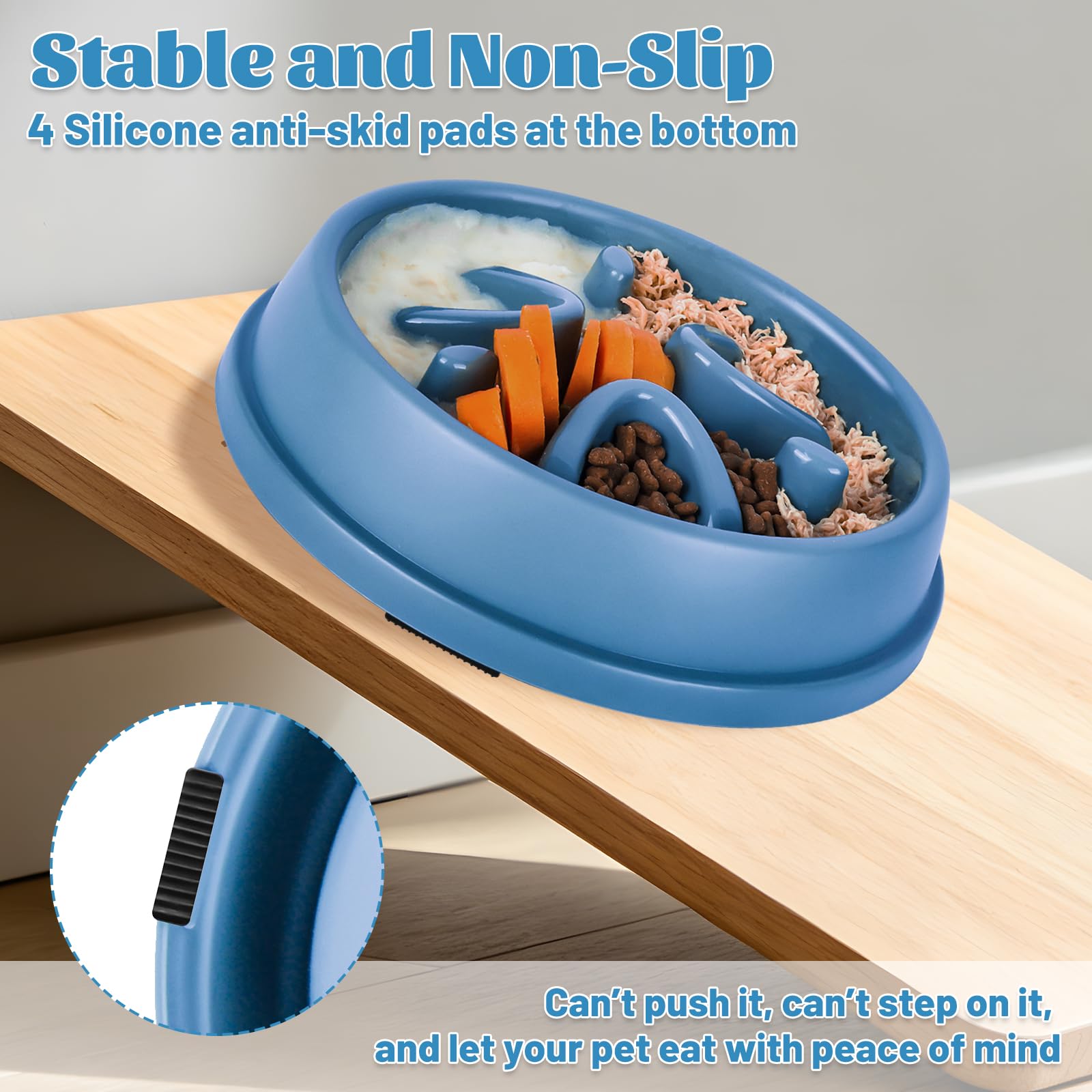 elzle Slow Feeder Dog Bowl - Anti Choke, Anti-Slip, Blue 6