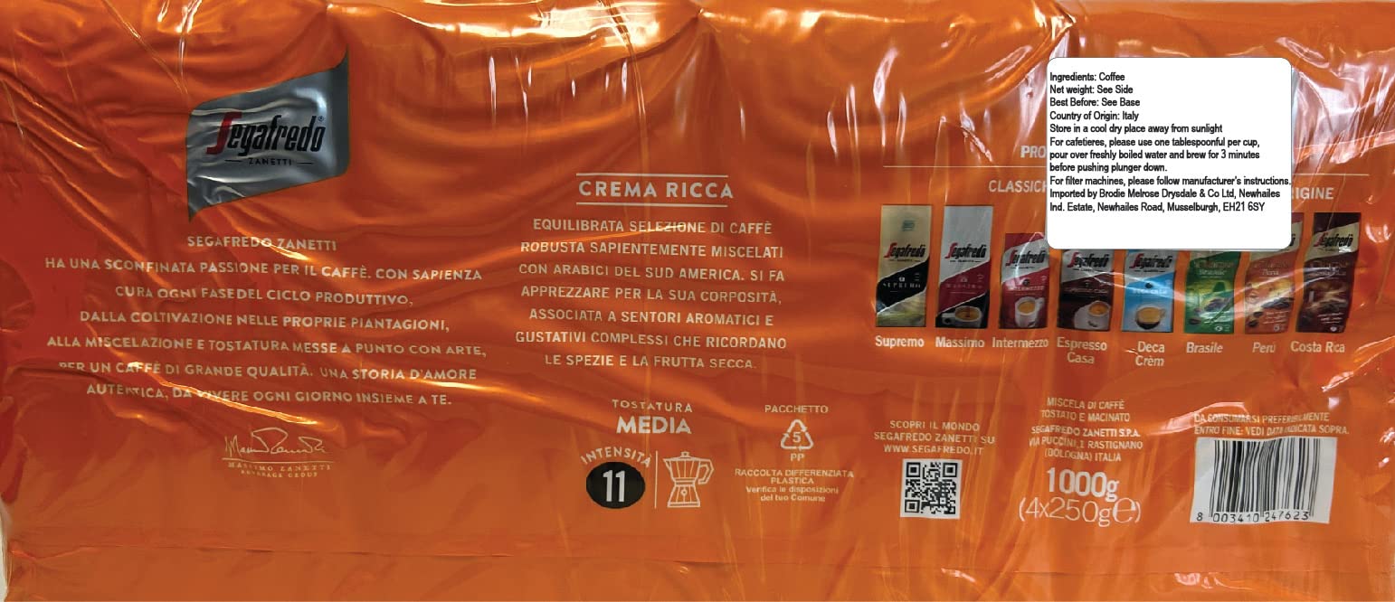 Segafredo Zanetti - Crema Ricca Ground Coffee (4 x 250g) 6