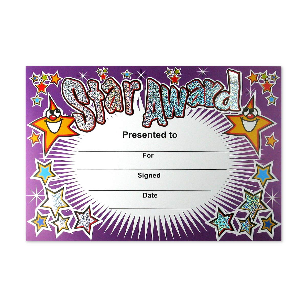 SuperStickers Sparkly Star Award Reward Certificates for Pupils - Pack of 20 A5 | Personalised | Multicoloured 1