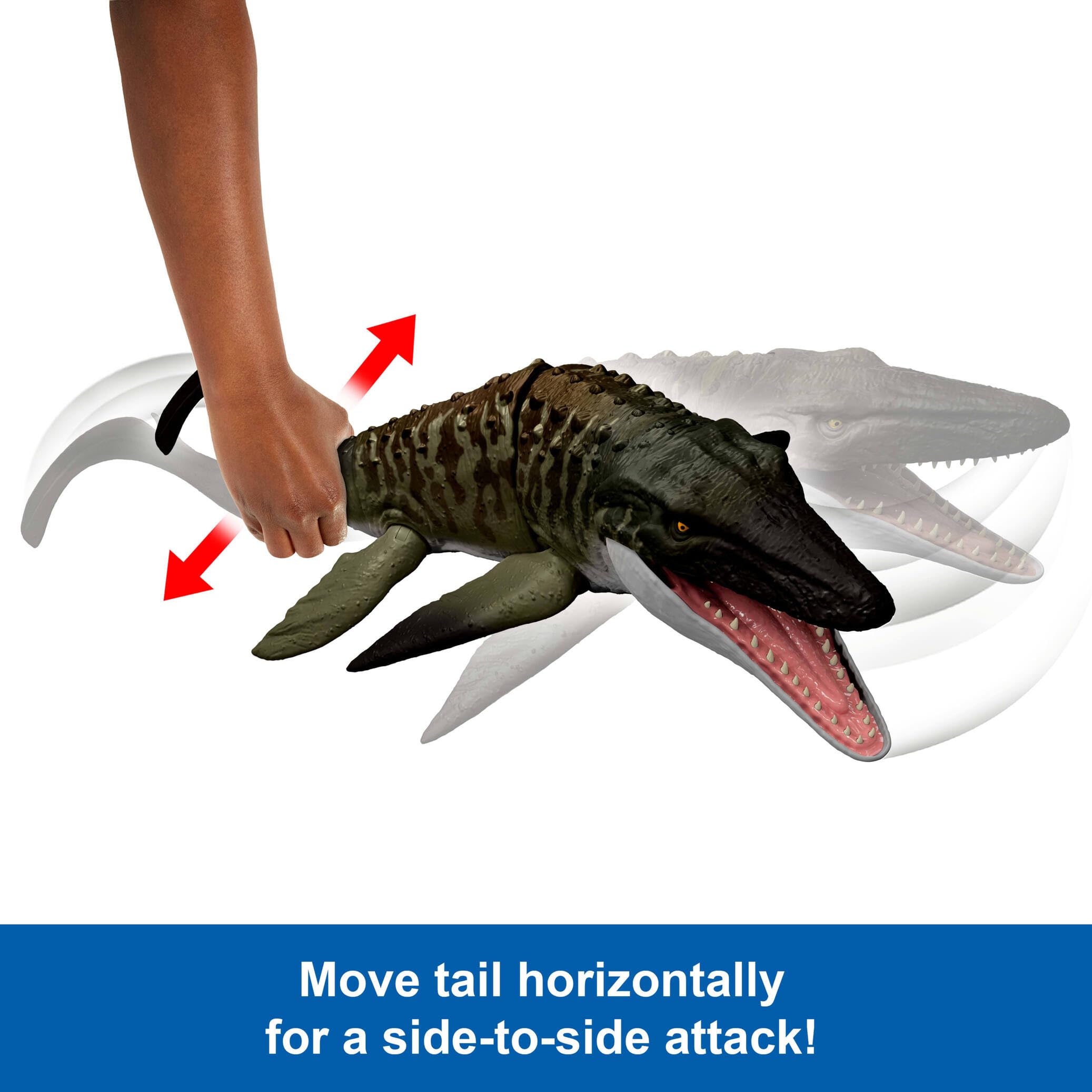 Mattel Jurassic World Rebirth Bite N Blast Mosasaurus Action Figure with Mini Dilophosaurus | 25.7-inch 3