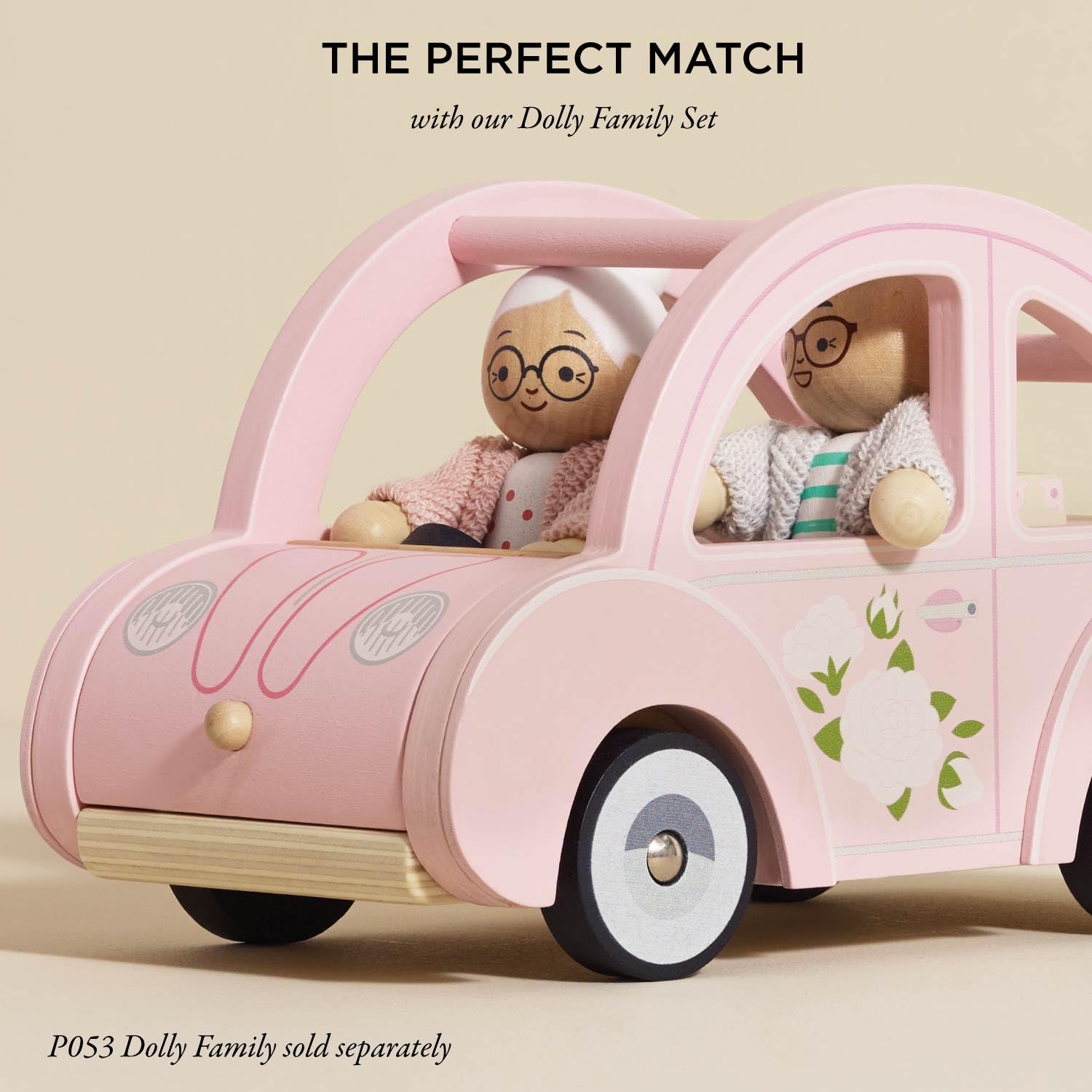 Le Toy Van Sophie's Car Play Set - Wooden Dollhouse Furniture | Pink, Ages 2+ 6