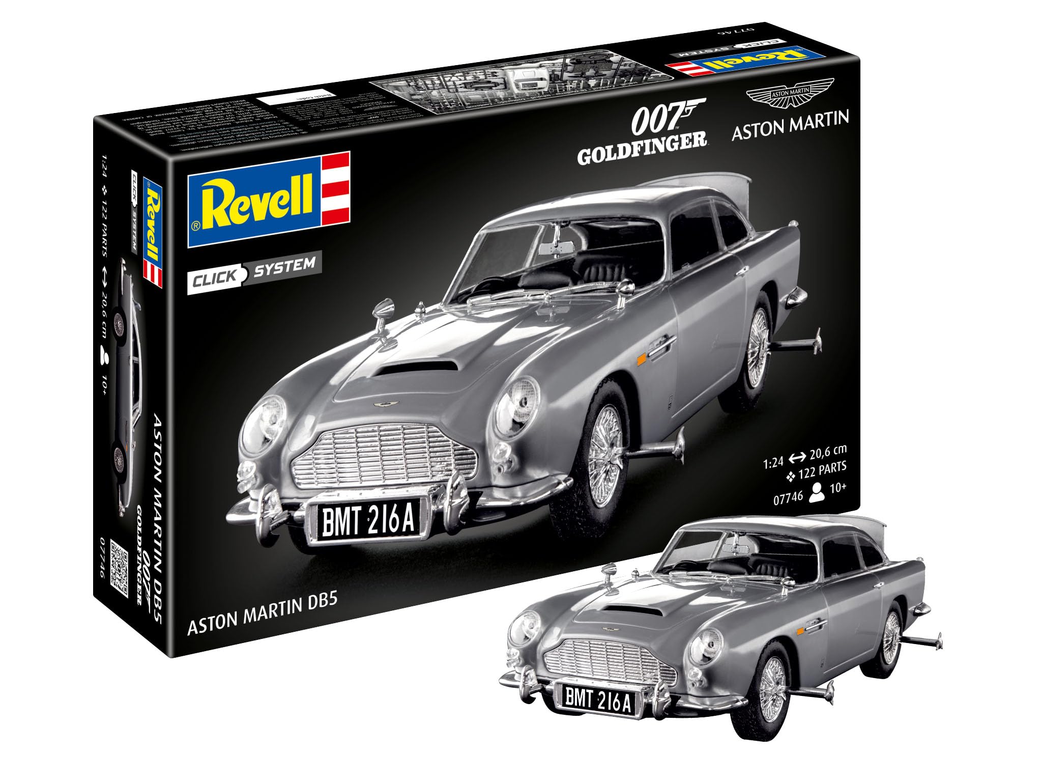 Revell James Bond Aston Martin DB5 1:24 Scale Model Kit - Click System Building Set for Ages 10+ 1