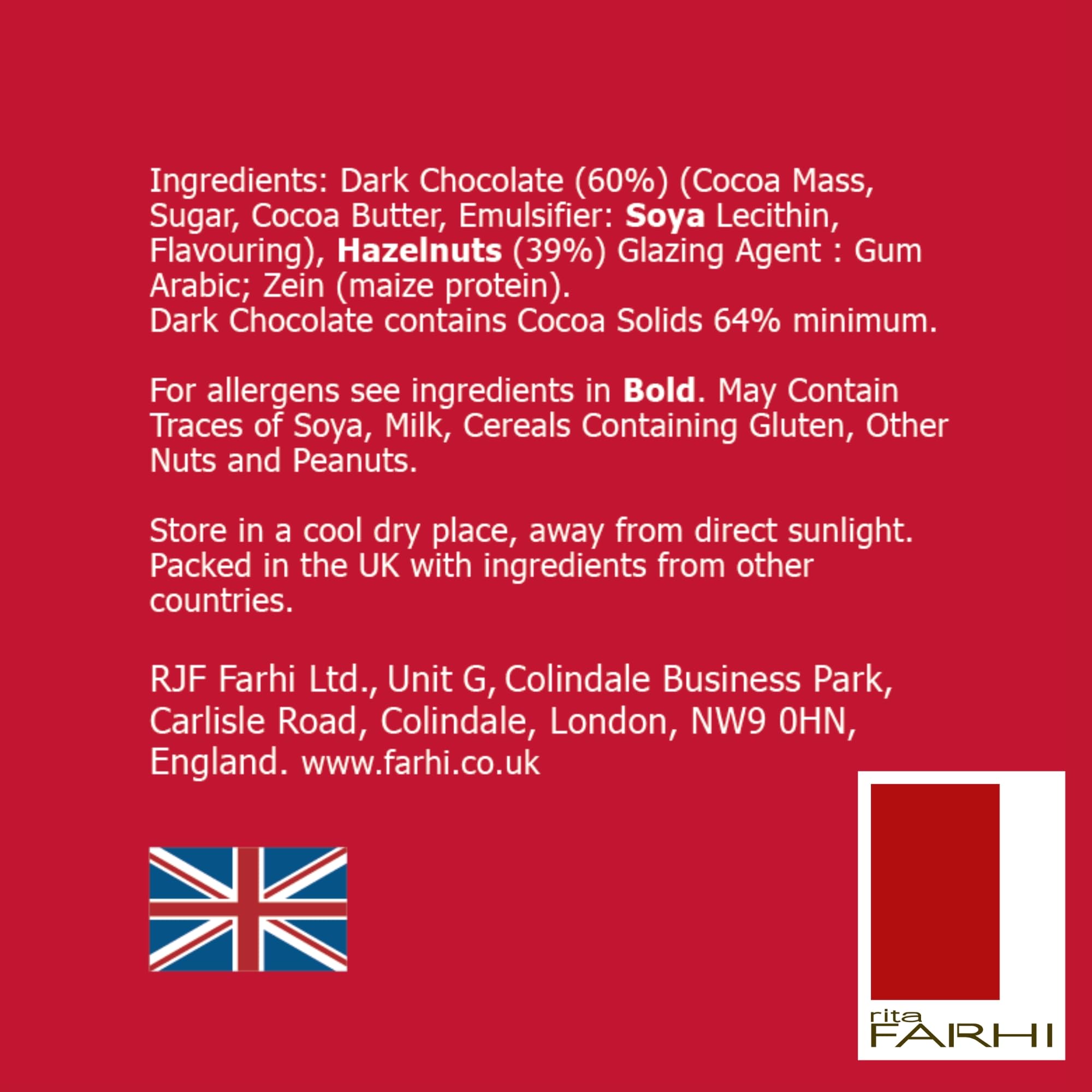 Rita Farhi Dark Chocolate Coated Hazelnuts Luxury Gift Jar 285g 4