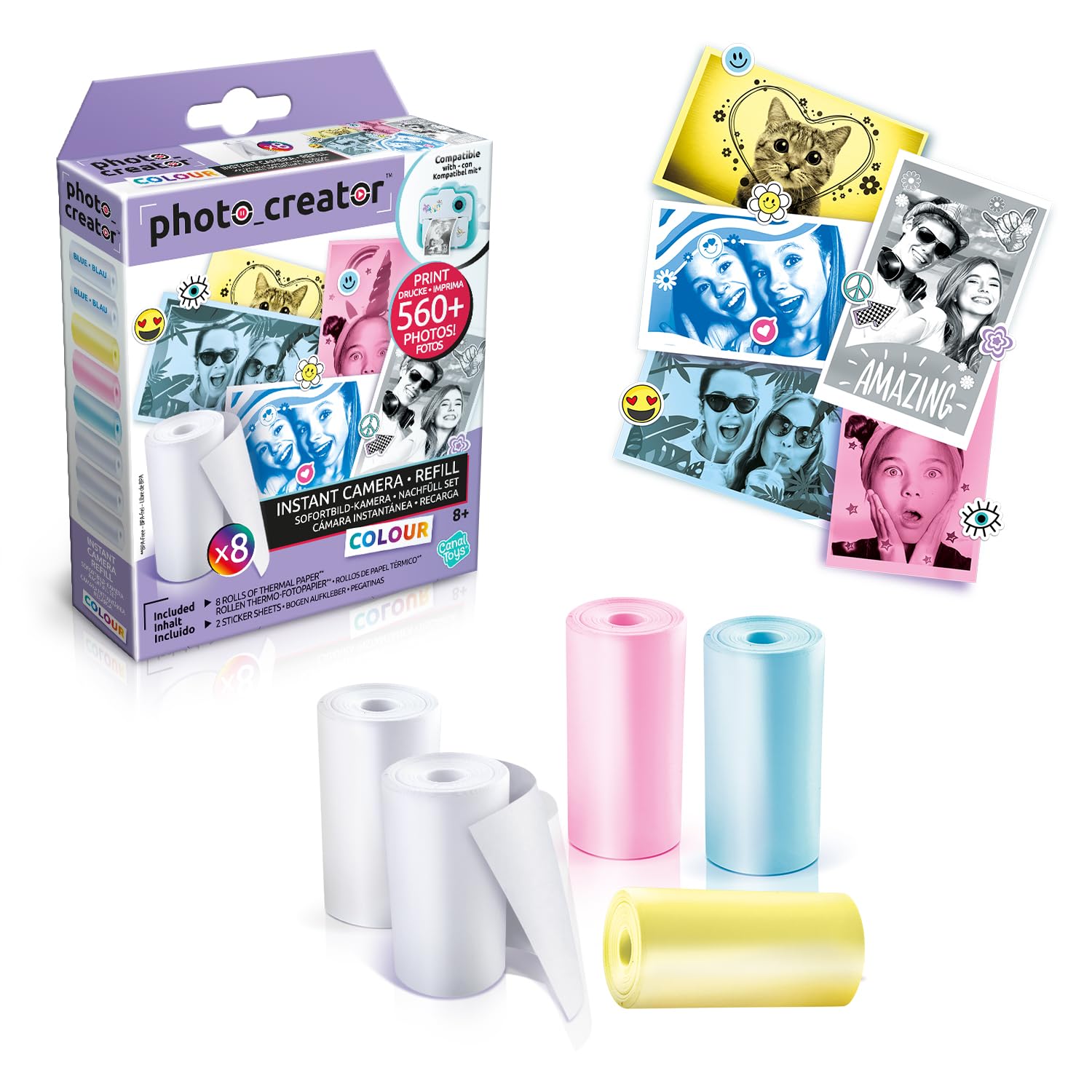 Canal Toys Photo Creator Instant Print Camera Refill Pack | 8 Thermal Rolls & 2 Sticker Sheets