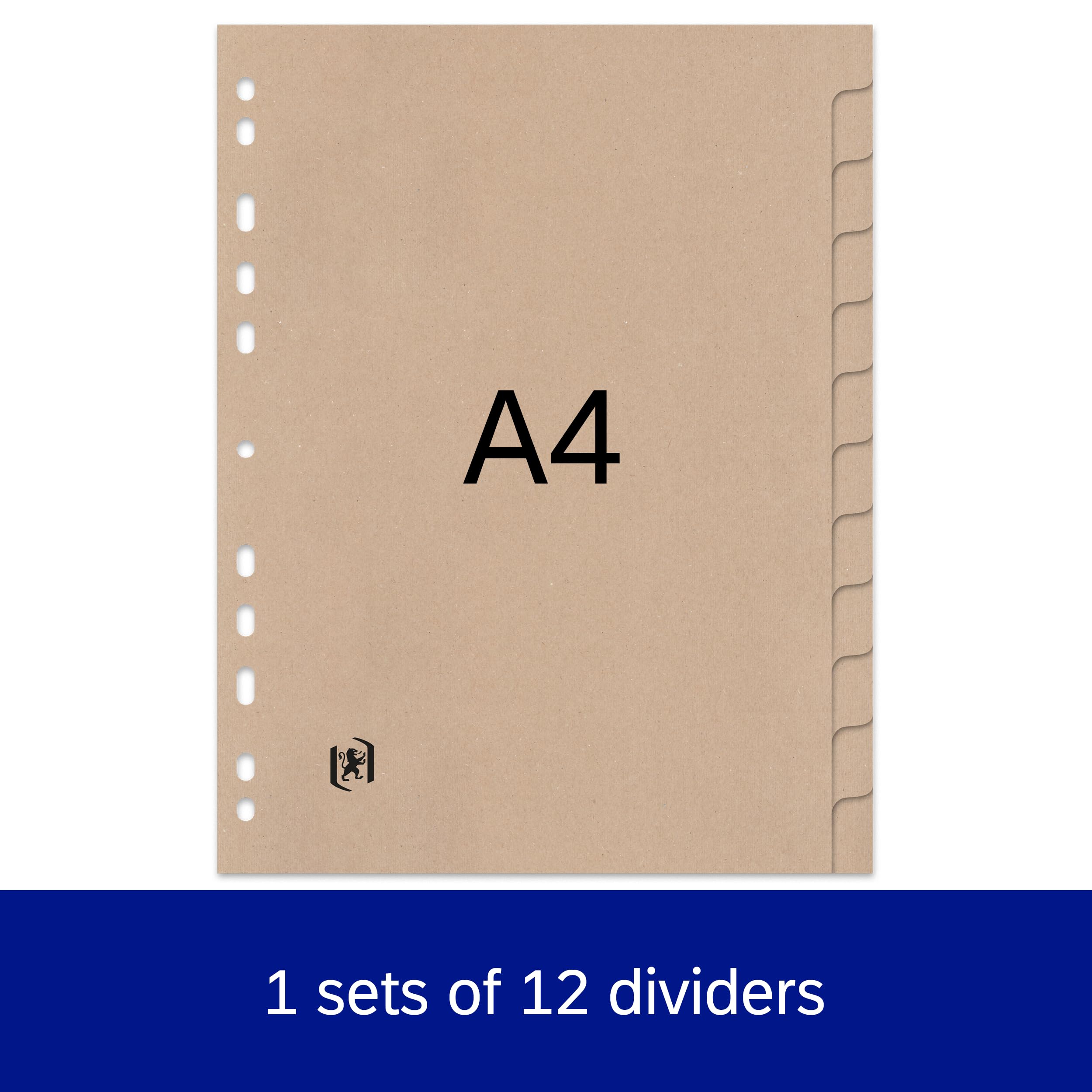 Oxford Touareg A4 Binder Dividers - 12 Tabs, Recycled Cardboard, Beige Kraft | Blue Angel Certified 2