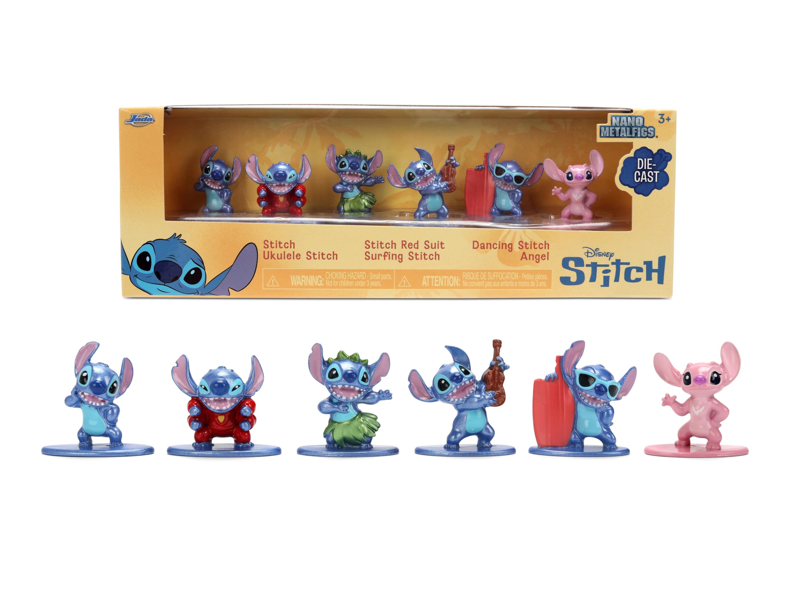 Jada Stitch Nano Metalfigs 6-Pack | 1.65-Inch Die-Cast Figures | Collectible Movie Statues 1