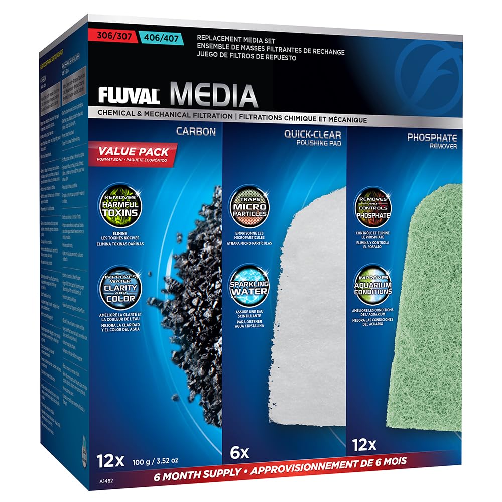 Fluval 307/407 Filter Media Value Pack | 6-Month Supply for Freshwater & Saltwater