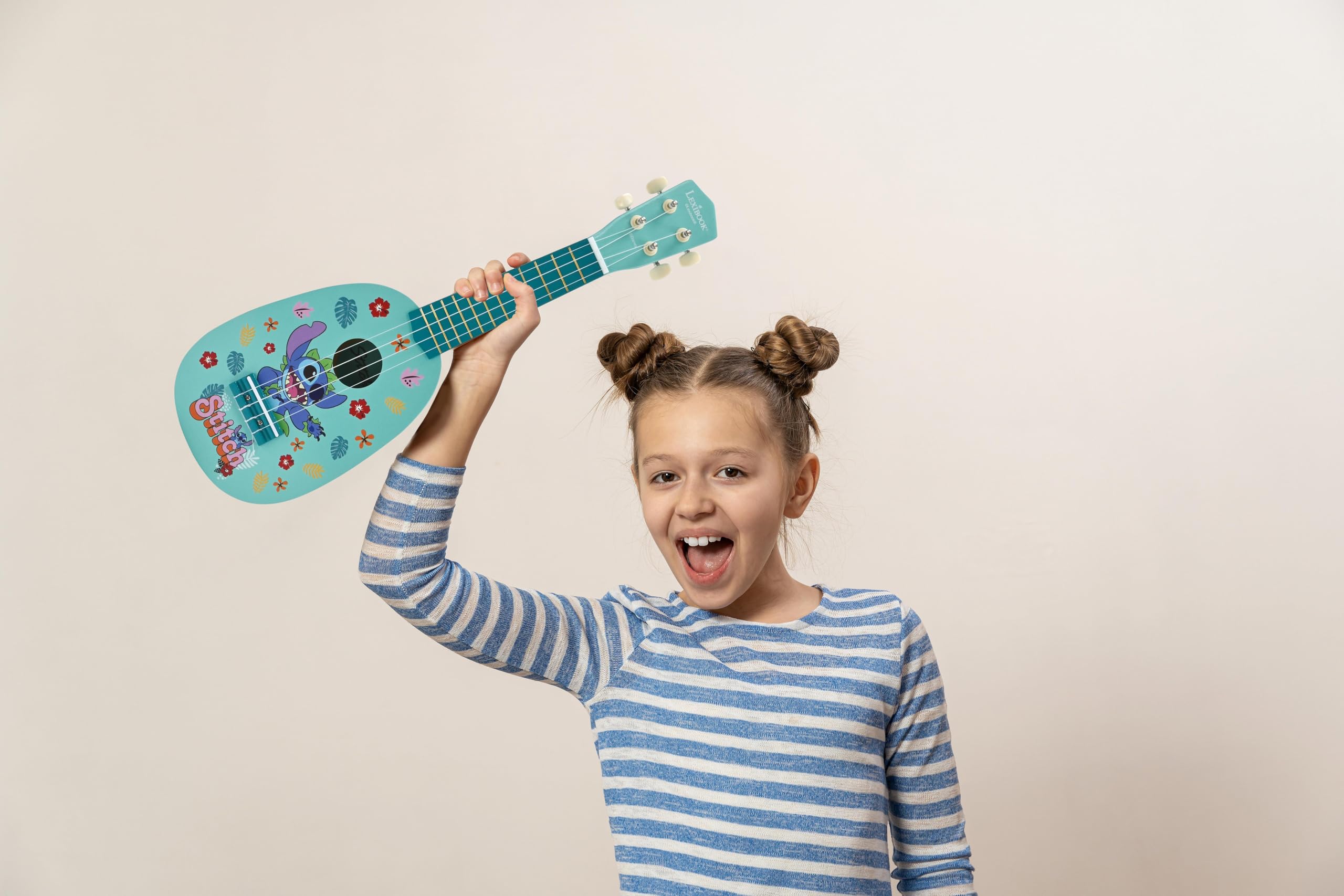 LEXIBOOK Disney Stitch My First Wooden Ukulele - 4 Nylon Strings | 53 cm Size | Ages 3+ 6
