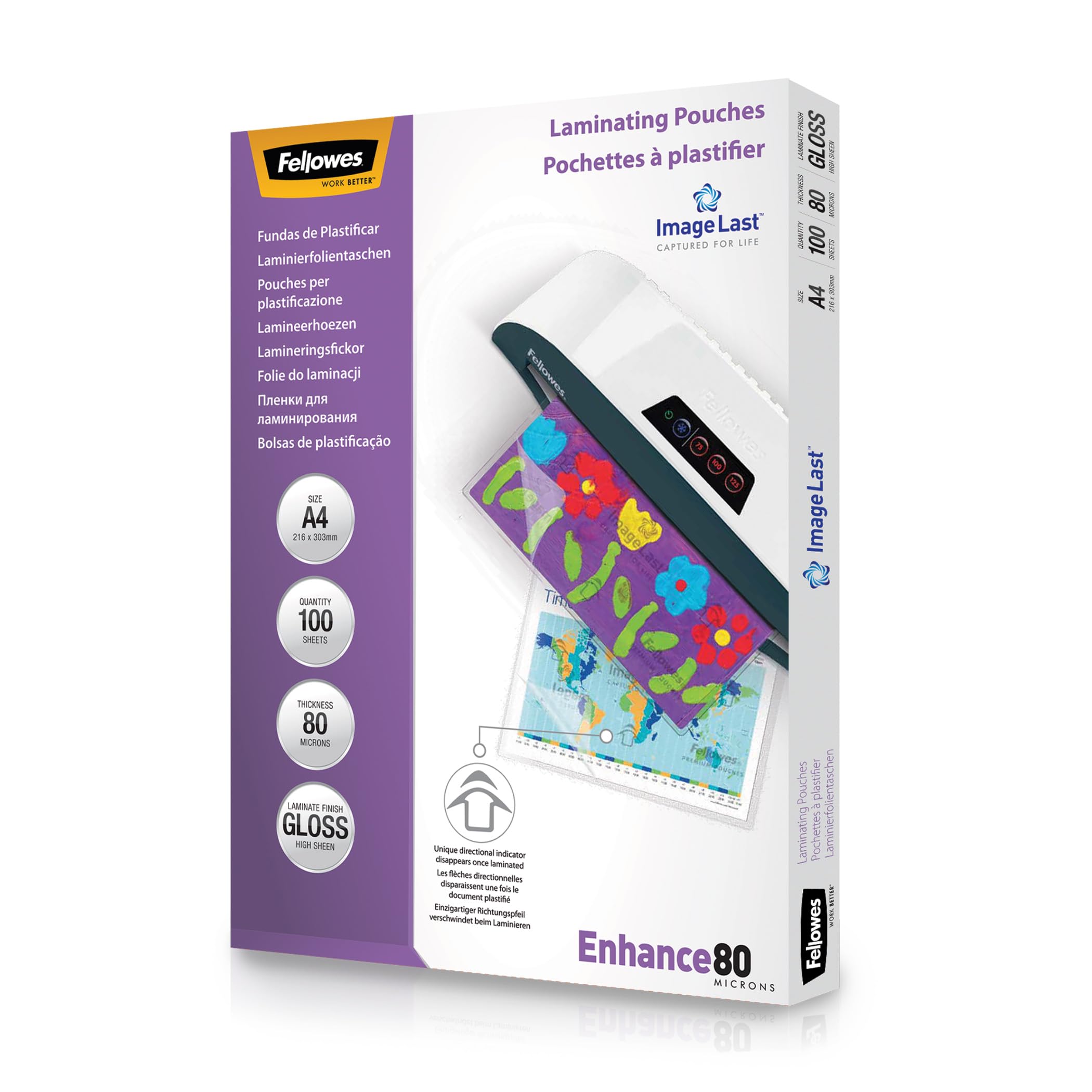 Fellowes A4 Laminating Pouches, 160 Micron (2 x 80 Micron), Gloss Finish, Pack of 100 1