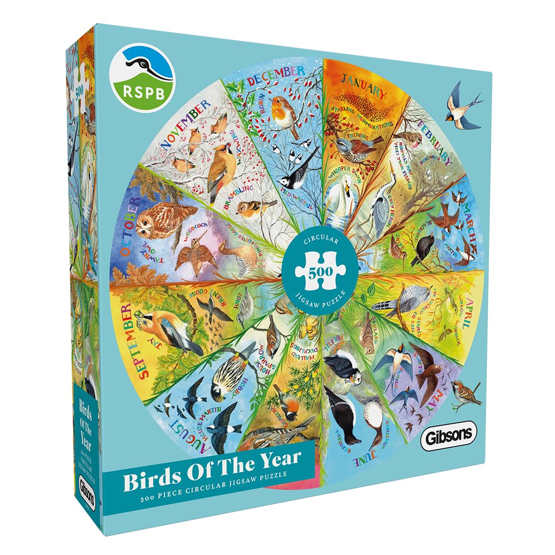 Gibsons RSPB Birds of the Year 500 Piece Circular Jigsaw Puzzle | 49 cm Diameter 1