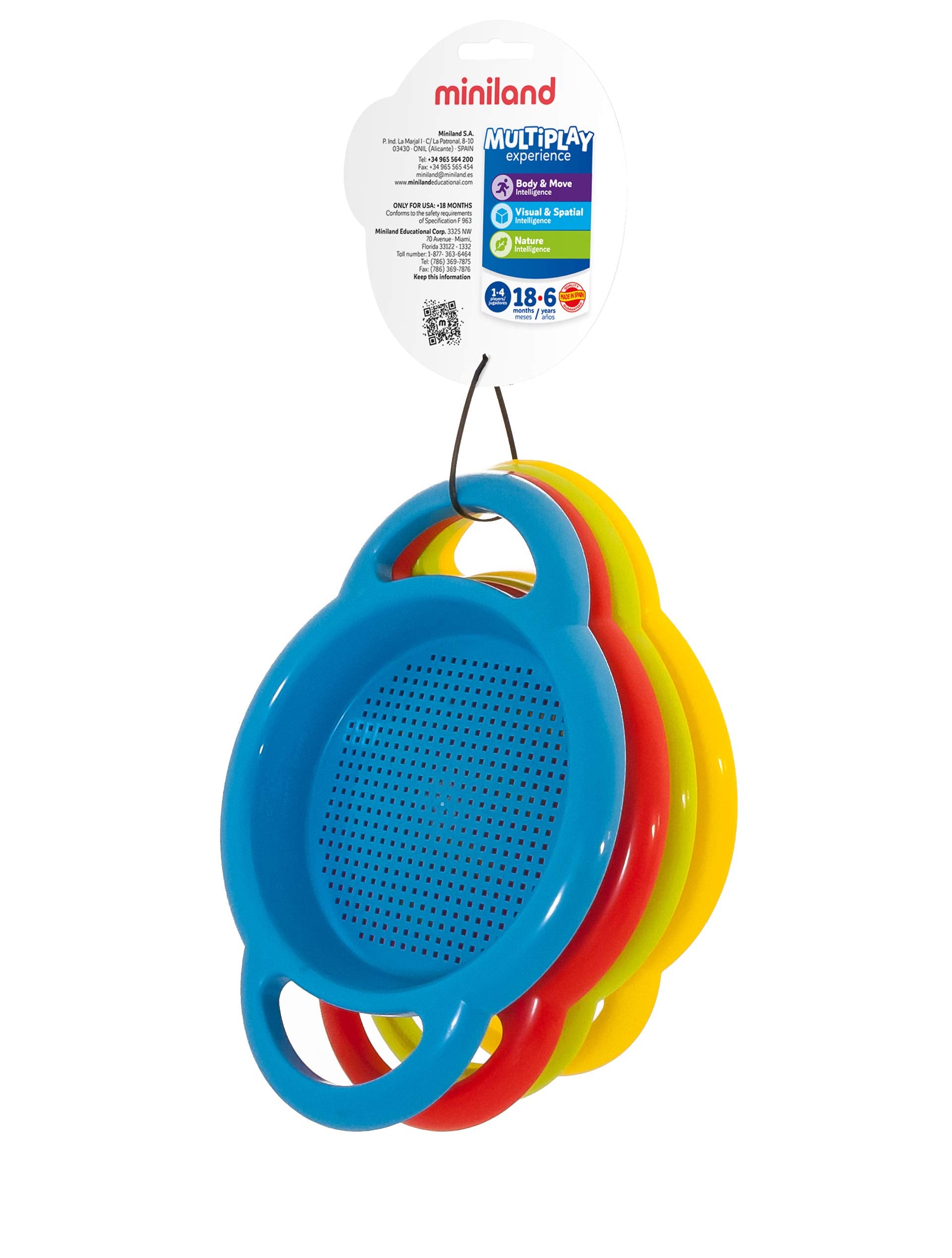 Miniland Special Sieve Set (4-Piece) - Flexible Plastic | Ages 18 Months to 6 Years 1