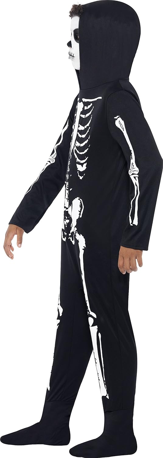 Smiffys Skeleton Costume - All in One Jumpsuit with Hood, Size S 5