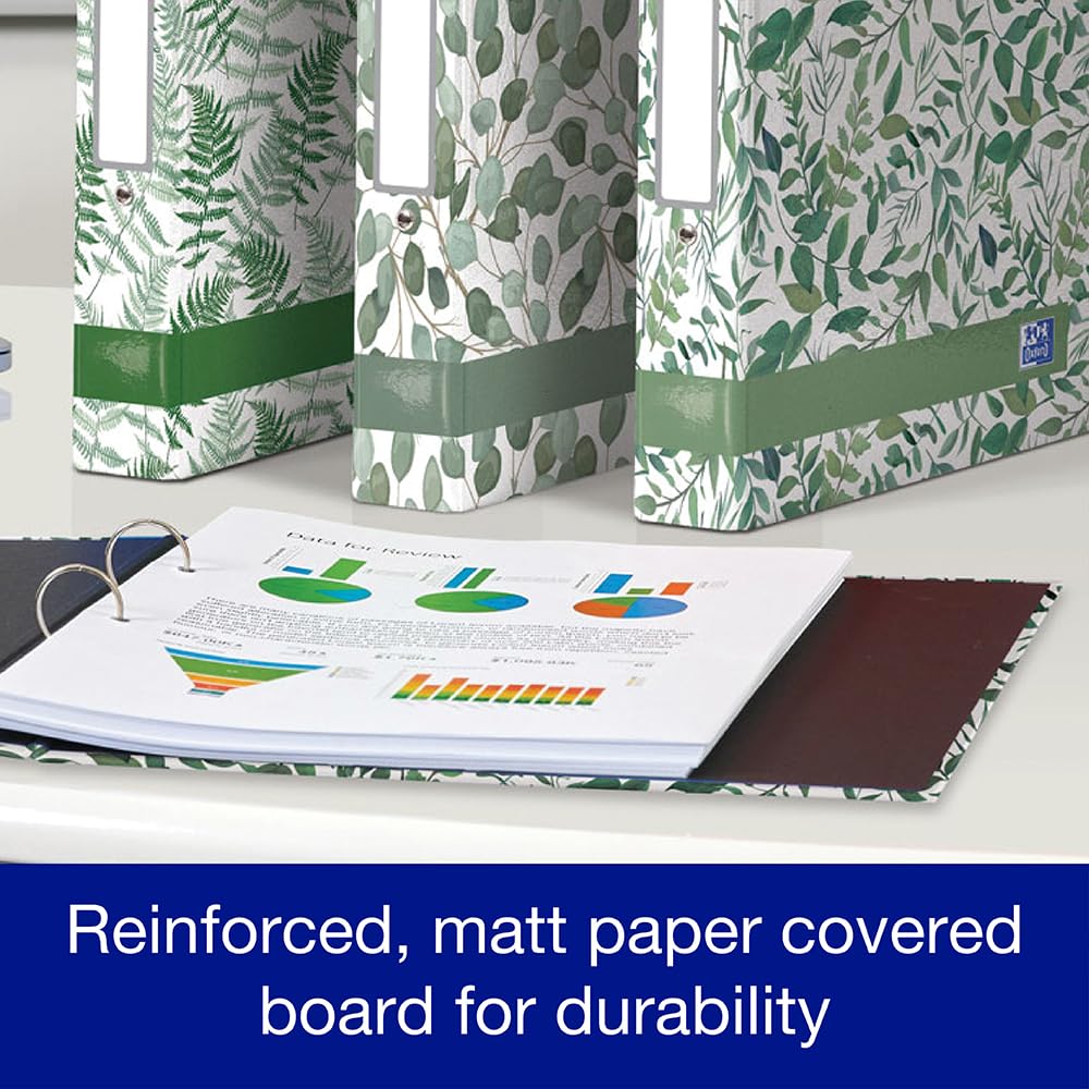 Oxford A4 Ring Binder - Leaves Design, 40mm Spine, 250 Sheet Capacity | Pack of 3 4