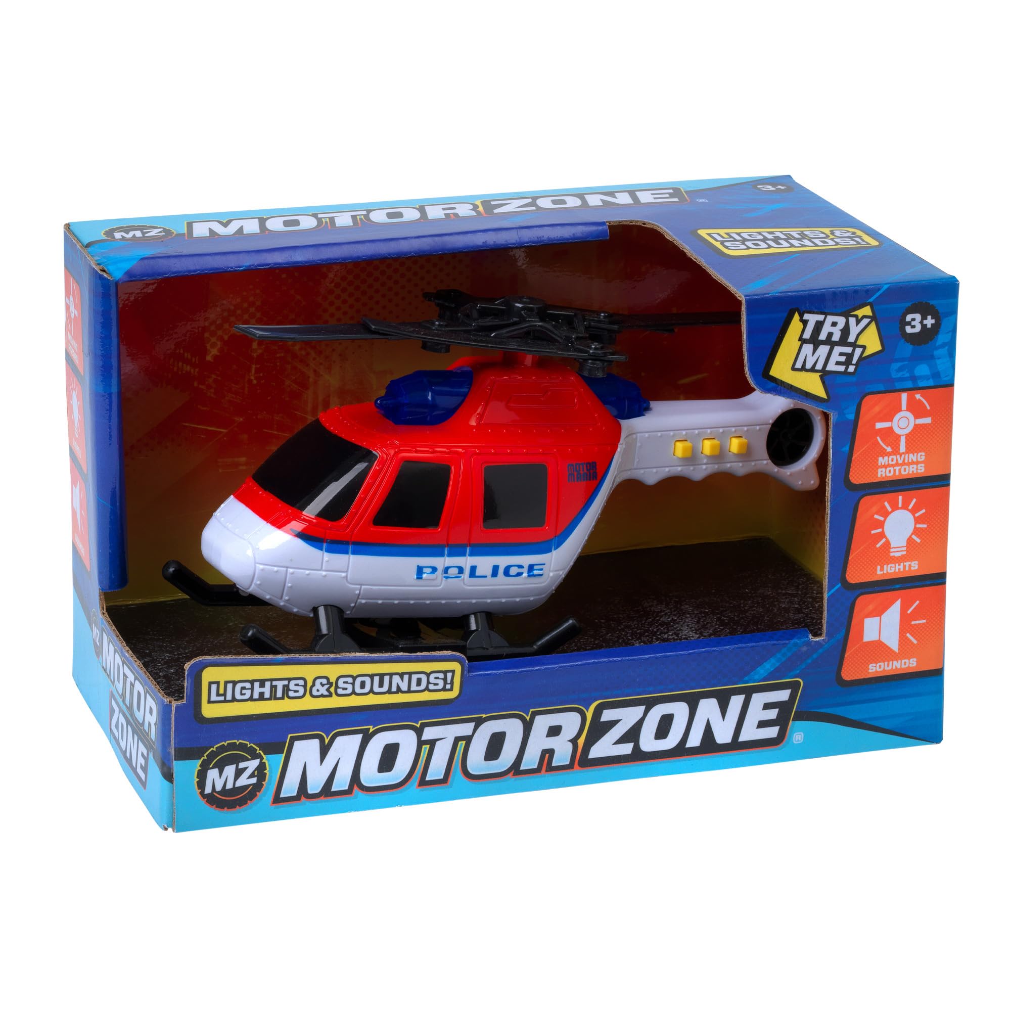 Motor Zone Police Helicopter - 18.5cm with Realistic Lights & Sound | Kid Toy