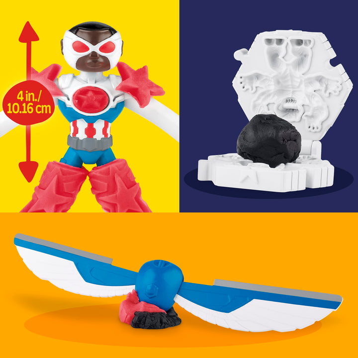 Play-Doh Marvel Captain America Moto-Slicer Playset - Bendy Figure, Motorbike Tool & 3 Tubs, Ages 4+