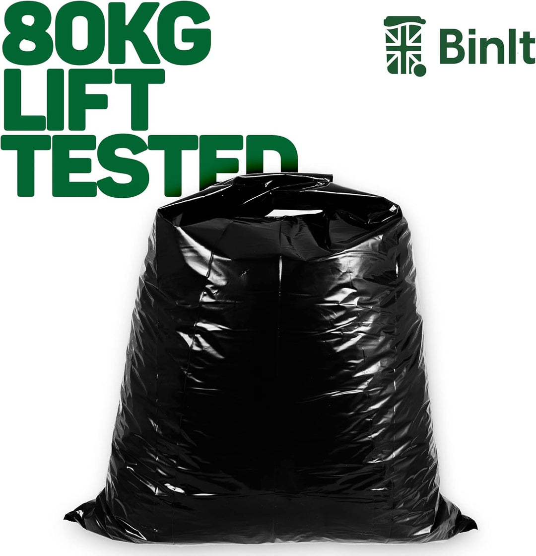 BIN IT 10 Tie Top Ultra Heavy Duty 120L Refuse Sacks - 60μm Recycled LDPE Bin Bags