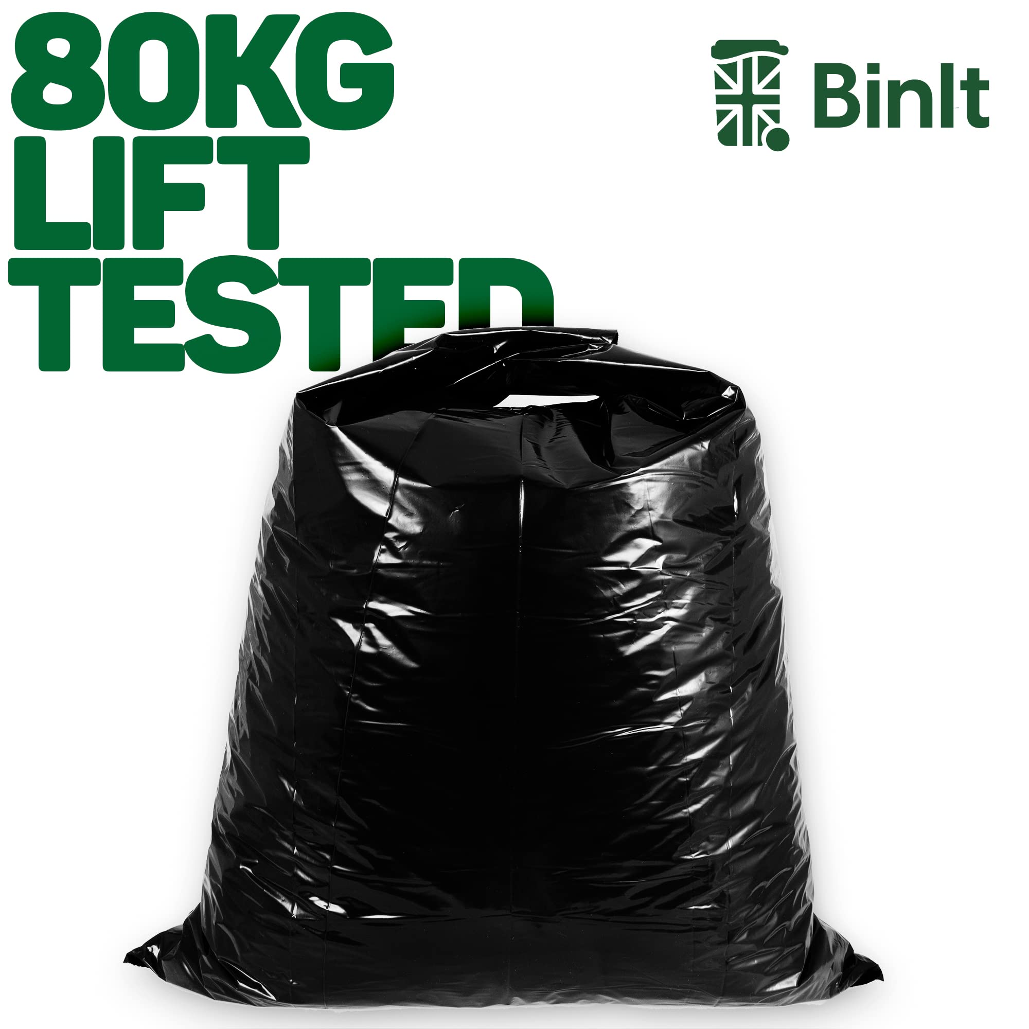 BIN IT Ultra Heavy Duty Tie Top Bin Liners - 120 Litre XL, 60 μm, 80kg Lift Tested (10 Count) 3