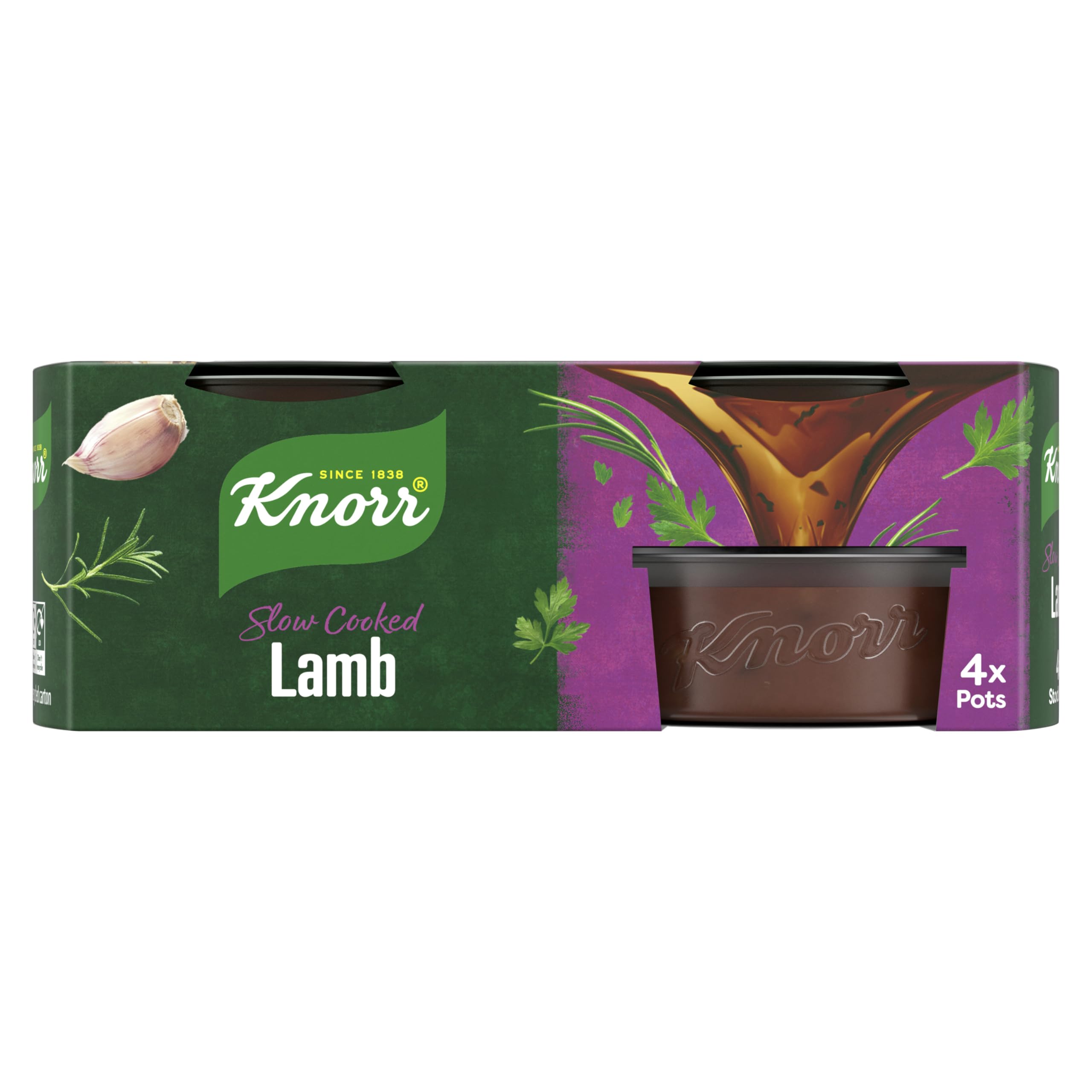 Knorr Lammbrühe in Töpfchen, glutenfrei, reichhaltiger Lammgeschmack, 4 x 28 g