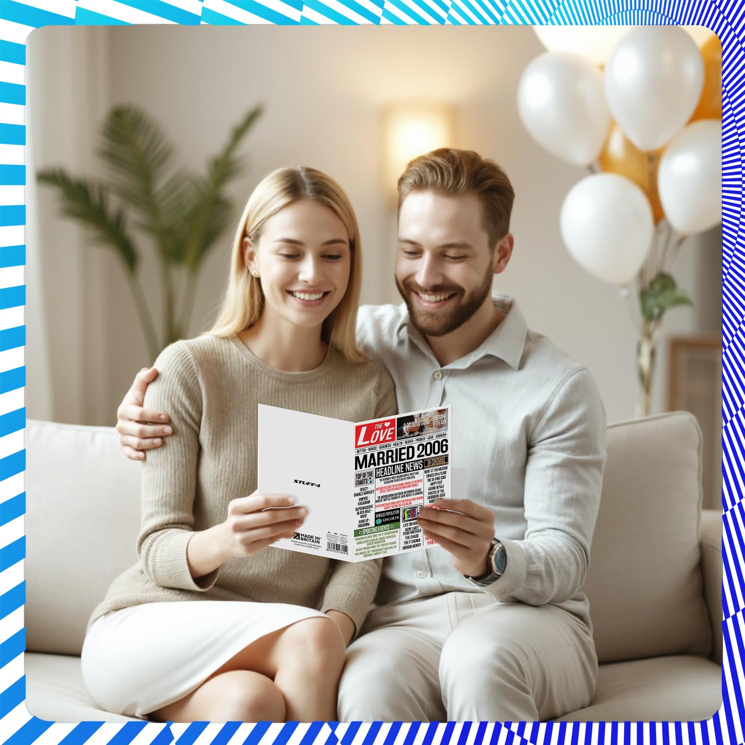 Stuff4 20th Anniversary Card for Men & Women | Married 2006 Newspaper Design | 5x7 Inch Greeting Card 7