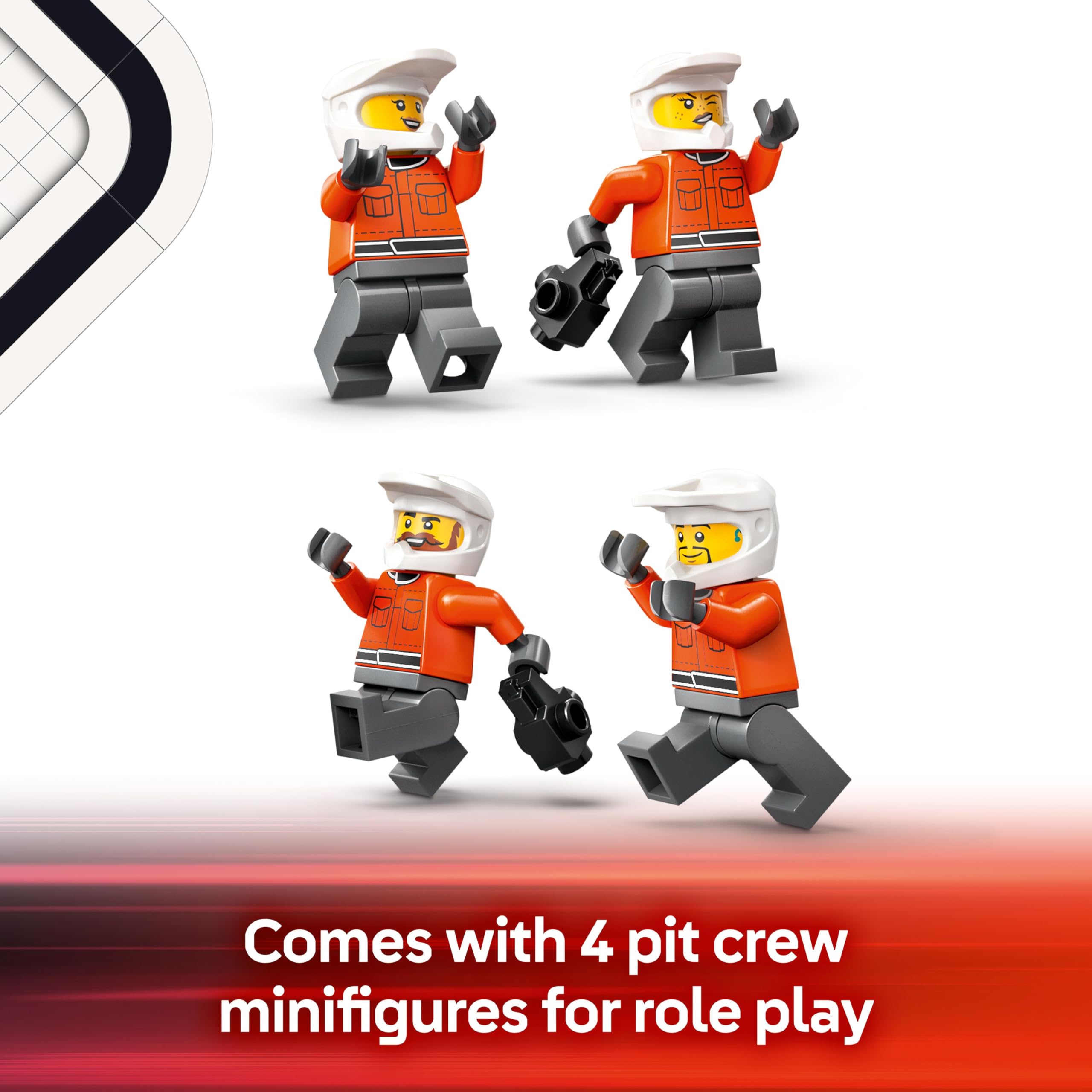 LEGO City F1 Pit Stop & Pit Crew with Ferrari Car Building Set | Model 60443 | Ages 6+ 6