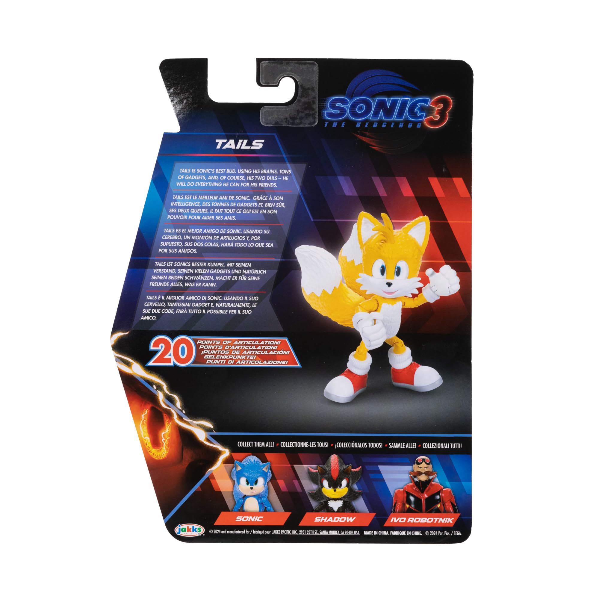 Sonic The Hedgehog Jakks Pacific Sonic 3 Movie Tails Action Figure | Highly Articulated | Ages 3+ 4