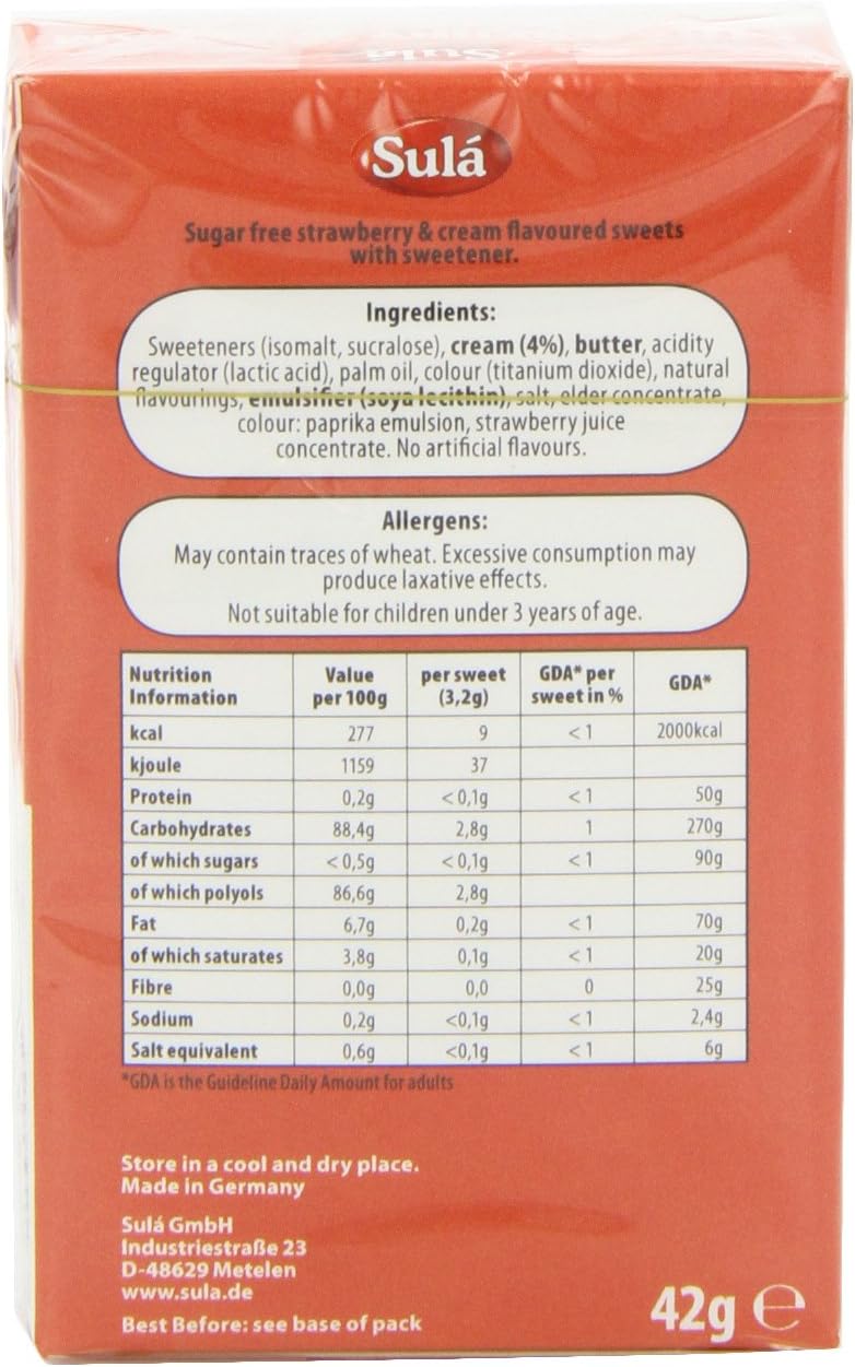 Sula - Sugar Free Strawberry and Cream Boiled Sweets (42 g)