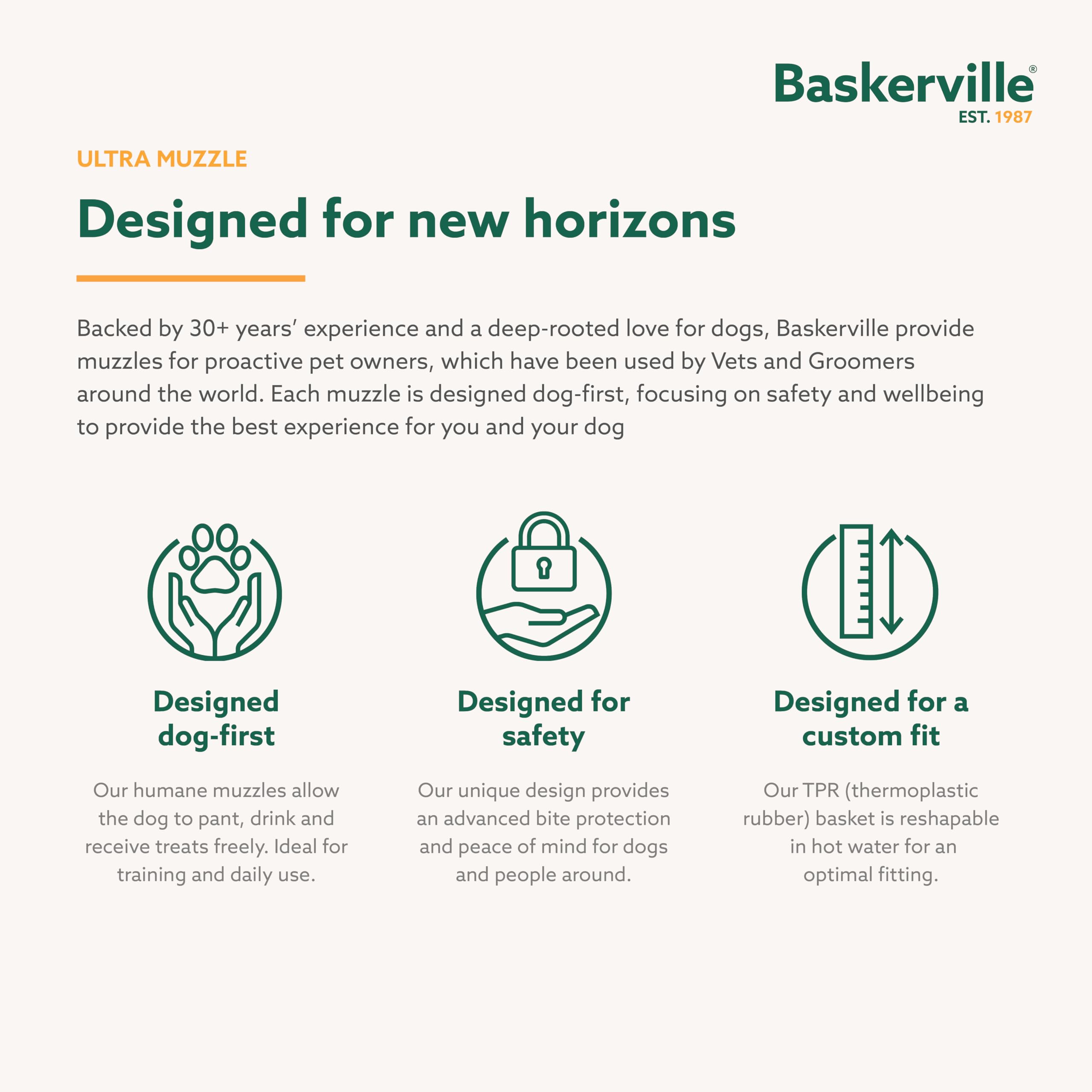 Baskerville ULTRA Muzzle - Patented Humane Design, Breathable, Heat-Shapable TPR 8