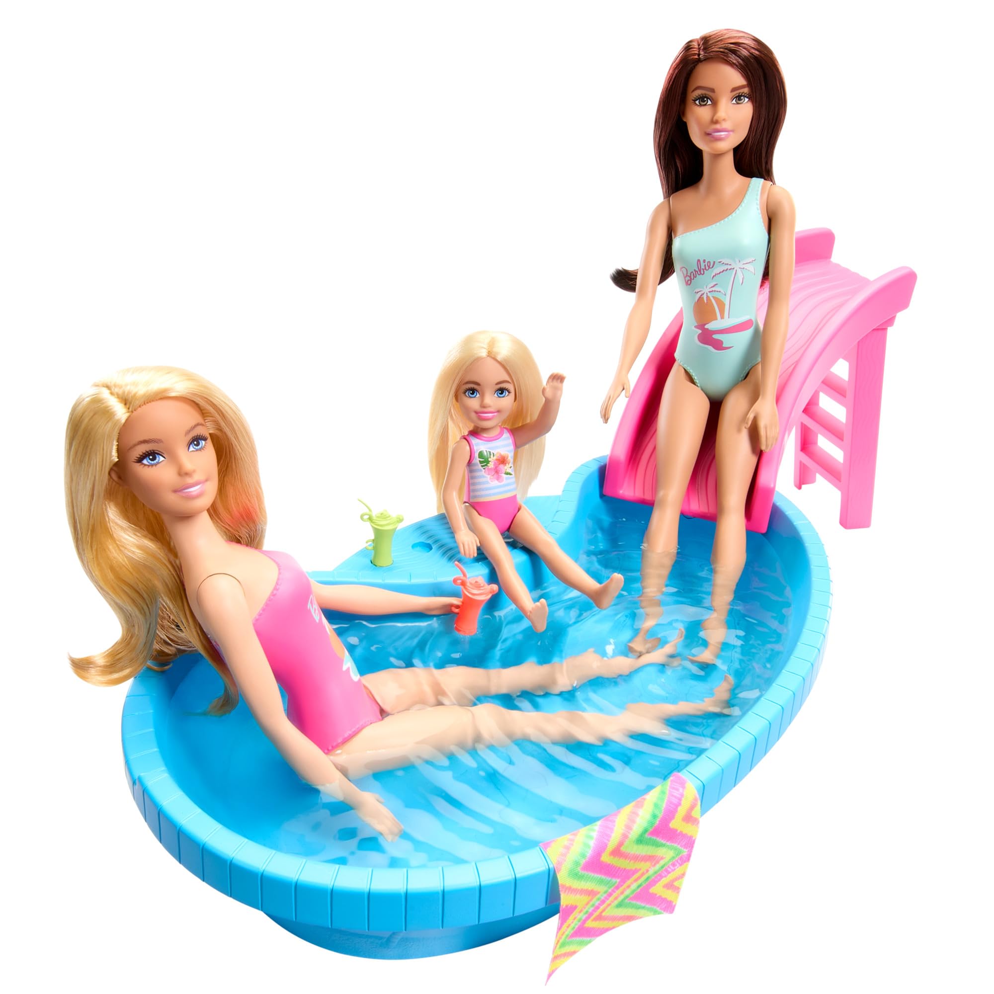 Barbie Pool Playset - Includes Barbie Doll, Pool, Slide & Accessories | Ages 3+ 4