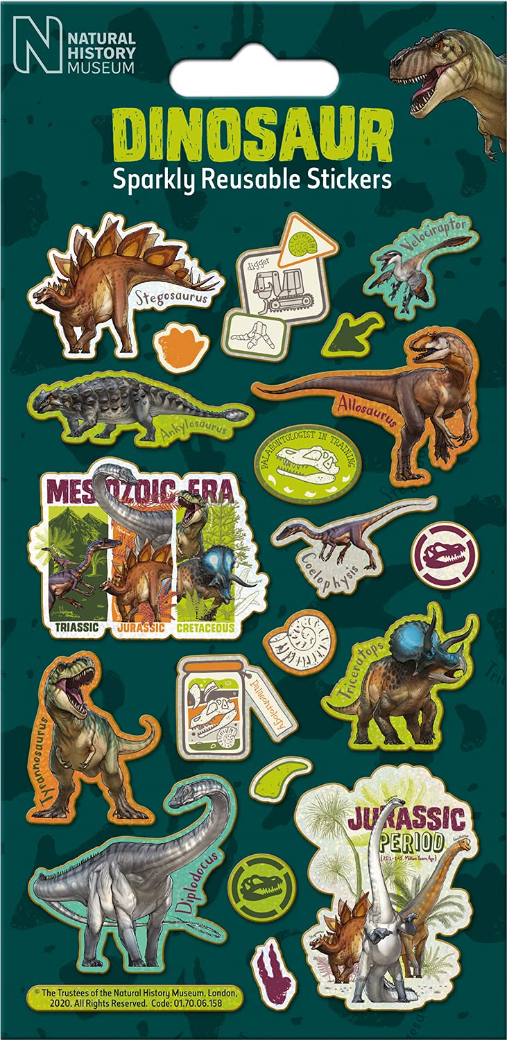 Paper Projects - Natural History Museum Dinosaurs Sparkly Reusable Stickers 3