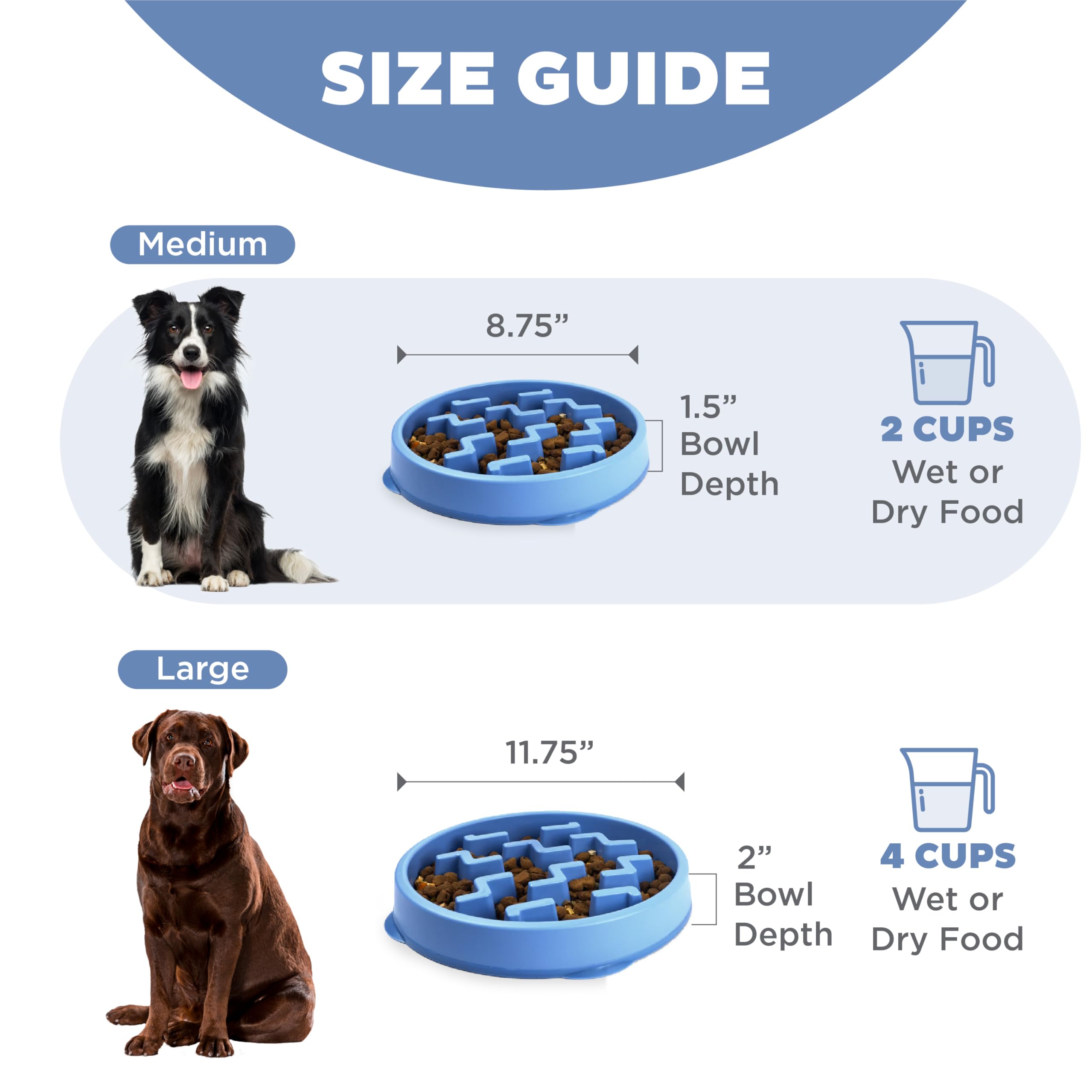 Outward Hound Slow Feeder Dog Bowl - Reduces Bloat, Improves Digestion | Medium, Blue 5