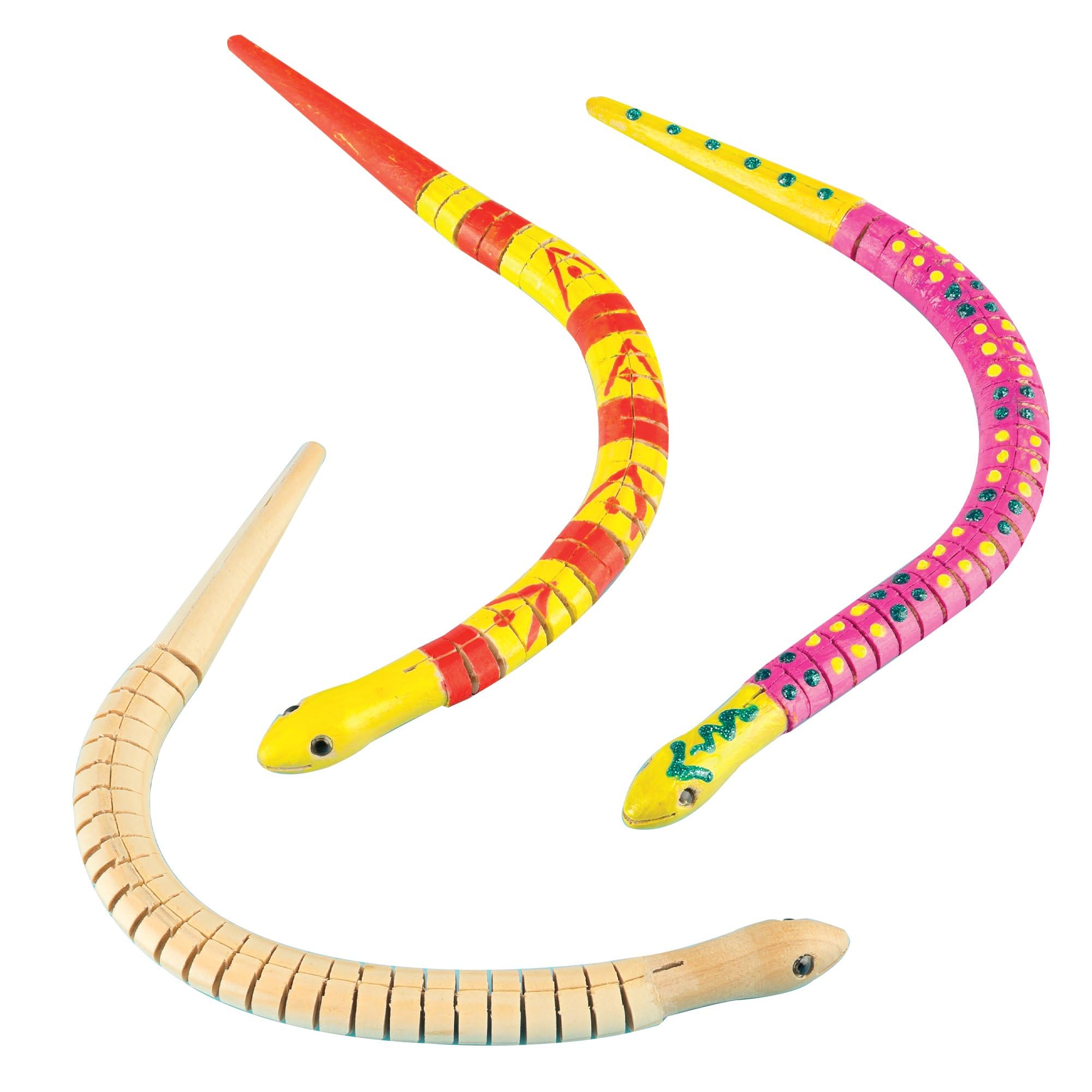 Baker Ross Wooden Sneaky Snakes (Pack of 3) - Craft Kit for Kids | Jointed Wood | 30cm Length 1