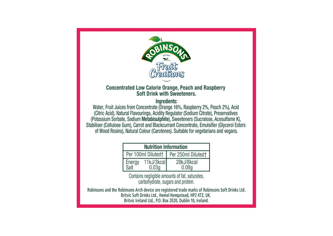 Robinsons Fruit Creations Peach & Raspberry Squash, 1L